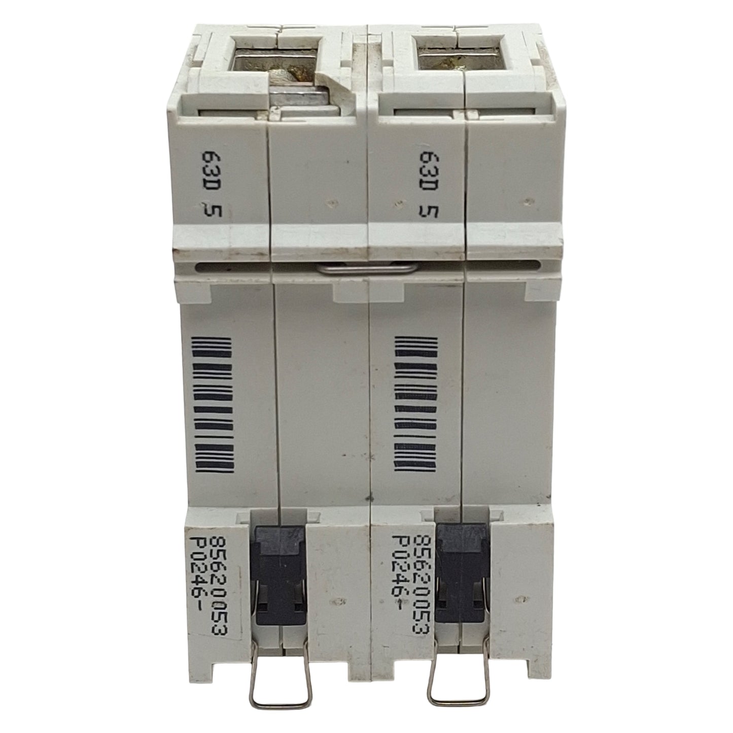 Used AEG Elfa E882S D63 Circuit Breaker, 2-Pole, D-Curve, 63A 415VAC, DIN Rail