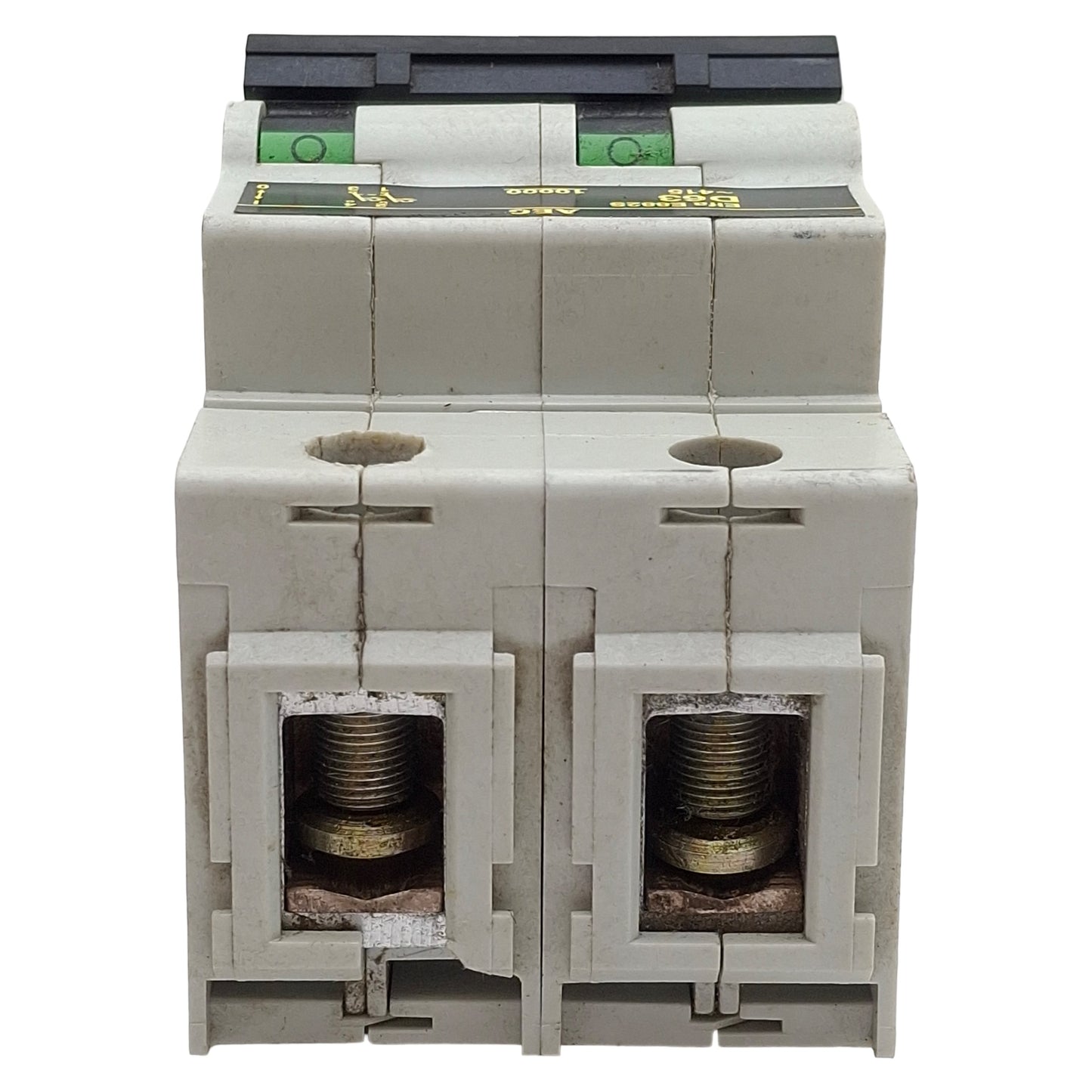 Used AEG Elfa E882S D63 Circuit Breaker, 2-Pole, D-Curve, 63A 415VAC, DIN Rail