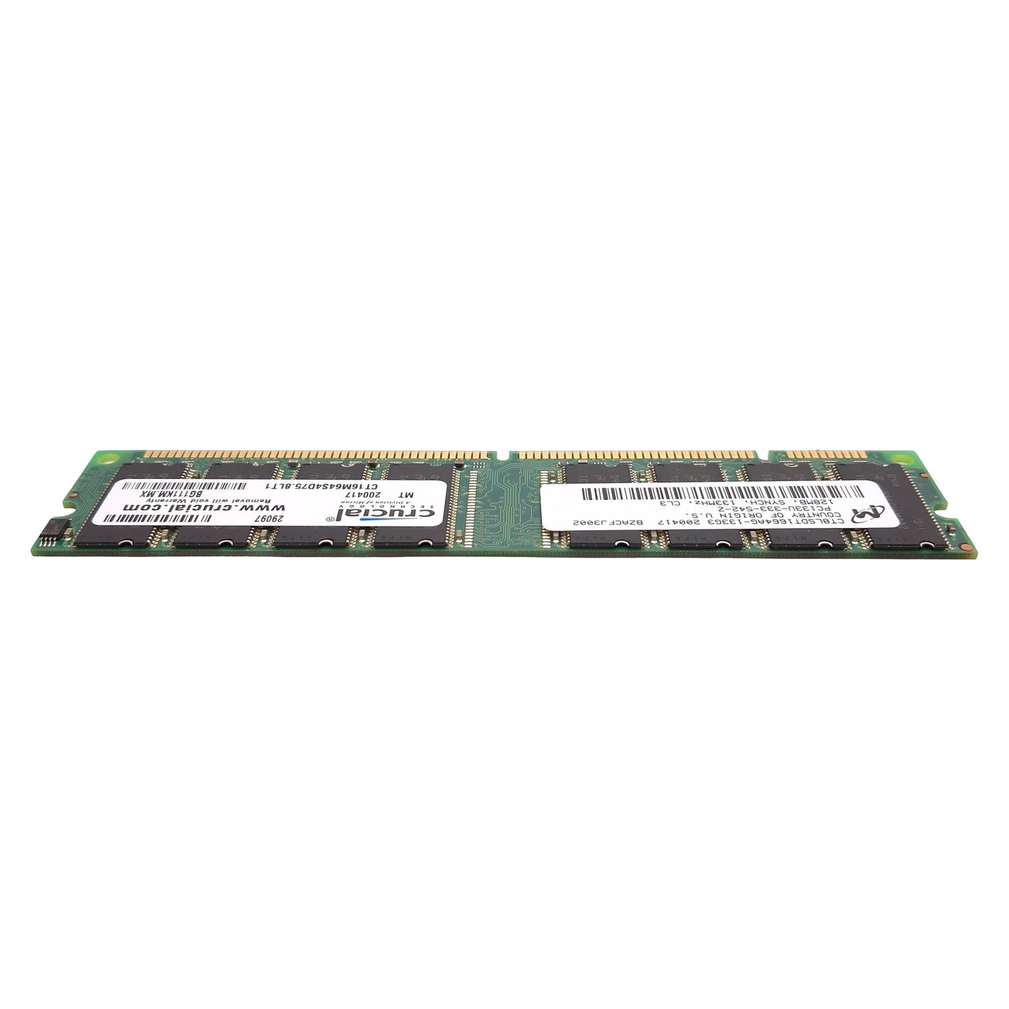 Used Lot of 6 Crucial Micron CT16M64S4D75.8LT1 SDRAM Card, 128MB, 133MHz, CL3, DIMM