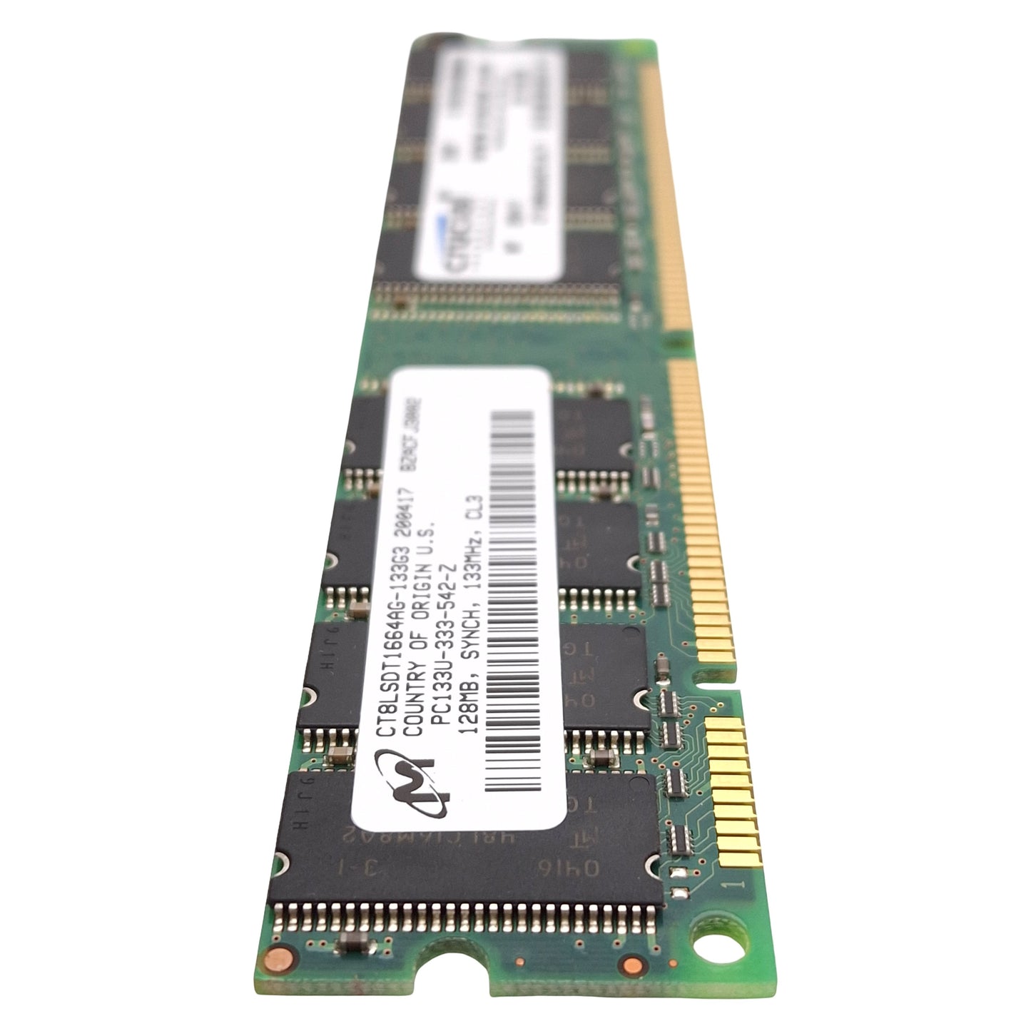 Used Lot of 6 Crucial Micron CT16M64S4D75.8LT1 SDRAM Card, 128MB, 133MHz, CL3, DIMM