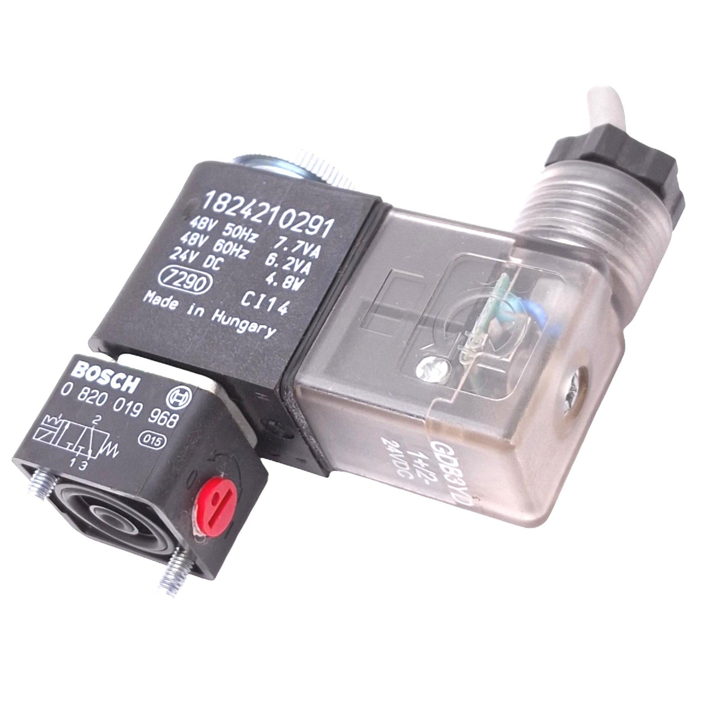 Used Aventics 1824210291 Solenoid Valve Coil, CO1 Form B, 24VDC/48VAC Coil