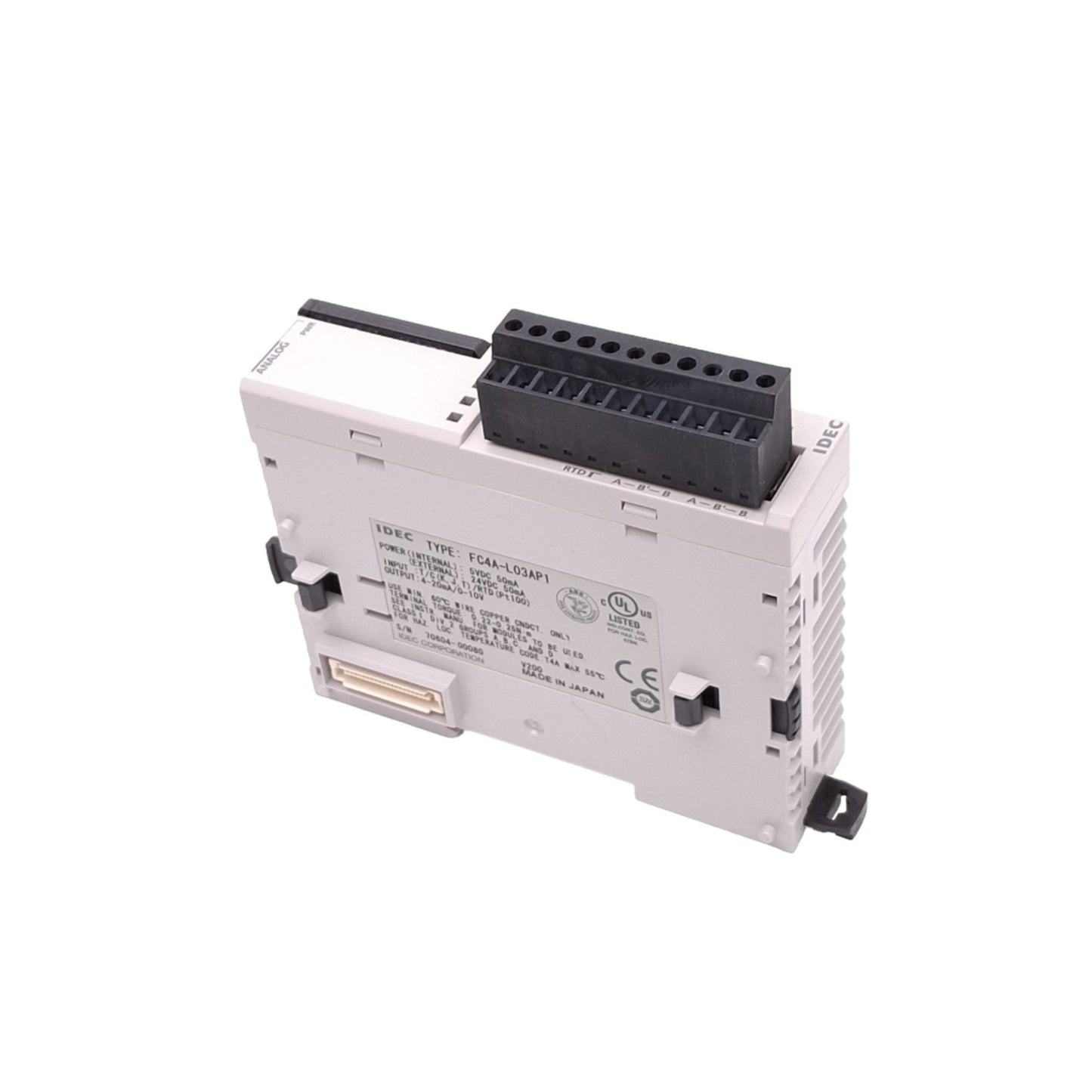 Used IDEC FC4A-L03AP1 Analog I/O Module for MicroSmart PLC, 2AI 1AO, TC/RTD, 24VDC