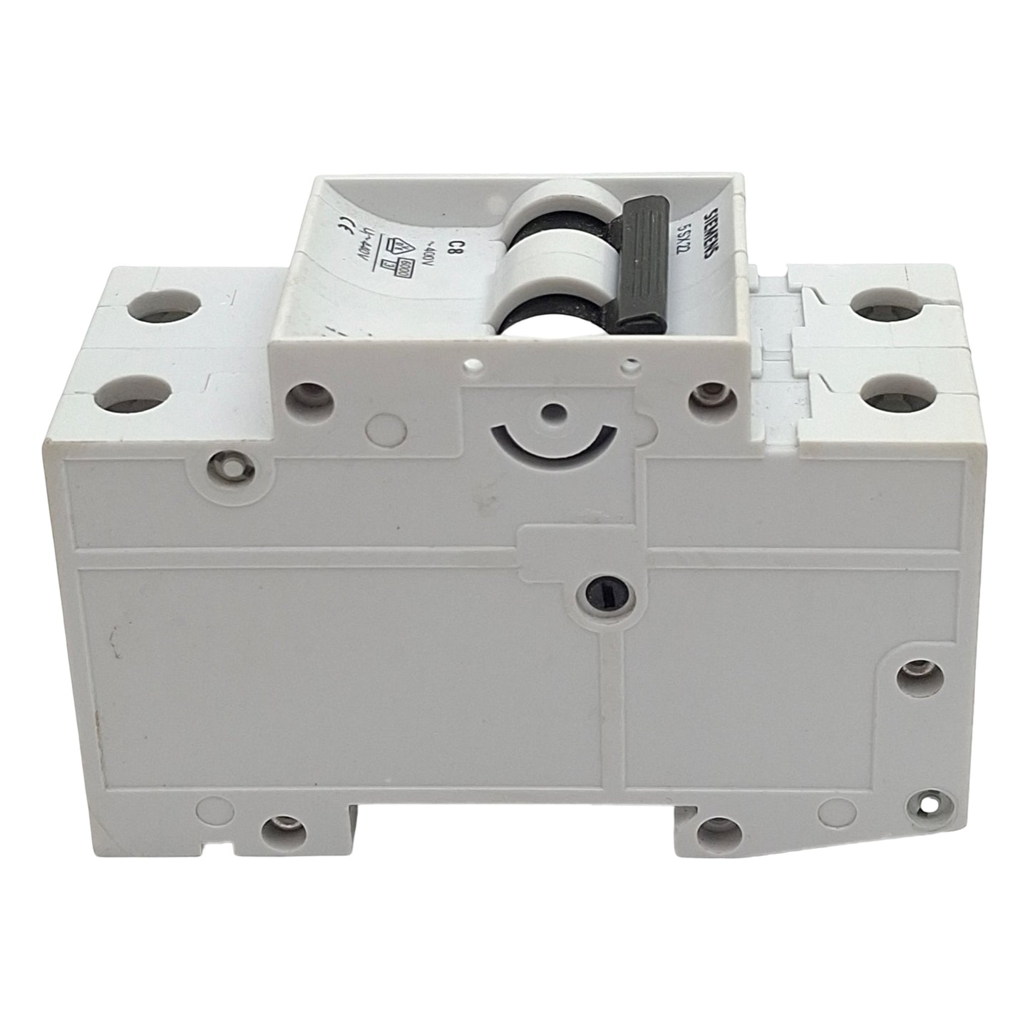 Used Siemens 5SX22 C8 Circuit Breaker, 2-Pole, C-Curve, 8A 480VAC, DIN Rail