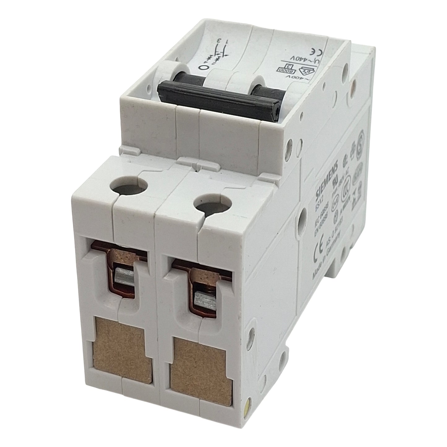 Used Siemens 5SX22 C8 Circuit Breaker, 2-Pole, C-Curve, 8A 480VAC, DIN Rail