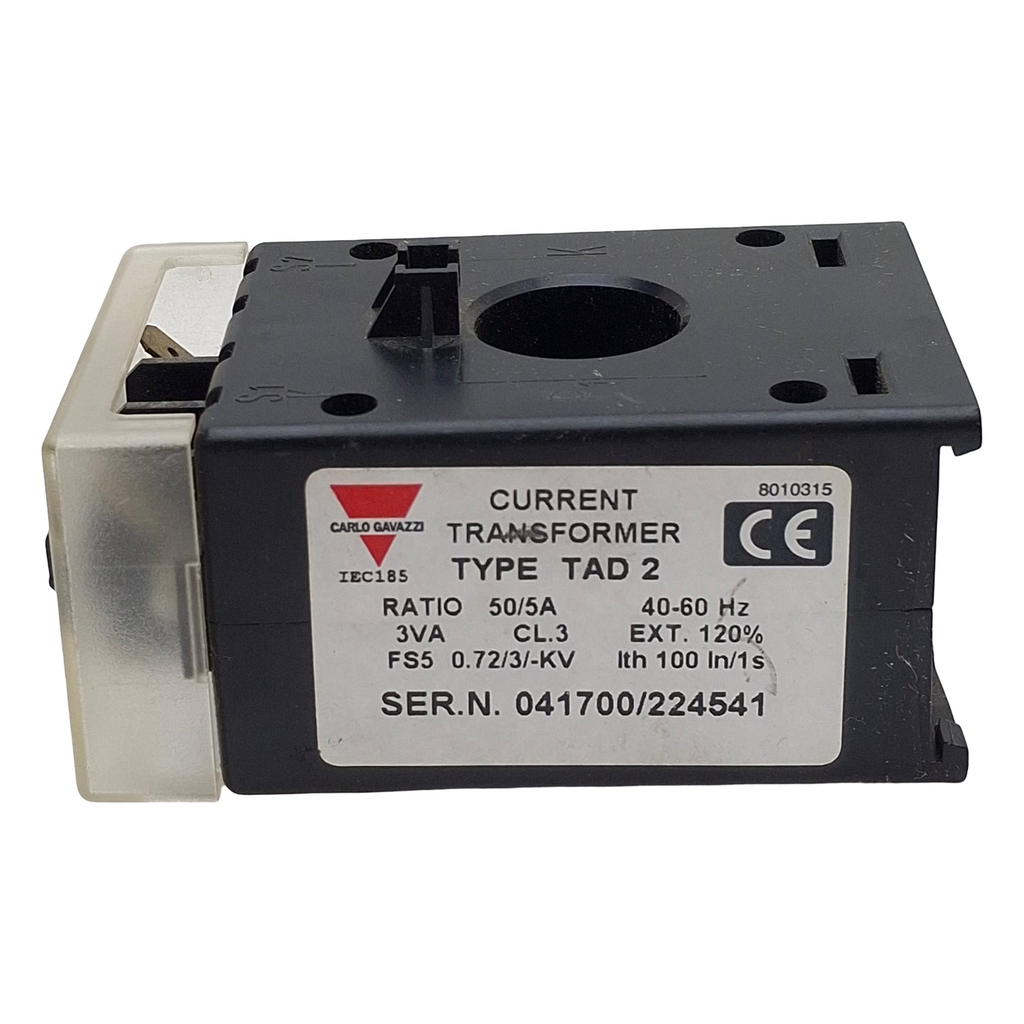 Used Carlo Gavazzi TAD250A5A AC Current Transformer, 1-Phase, 50:5A Ratio, 0.72/3-kV