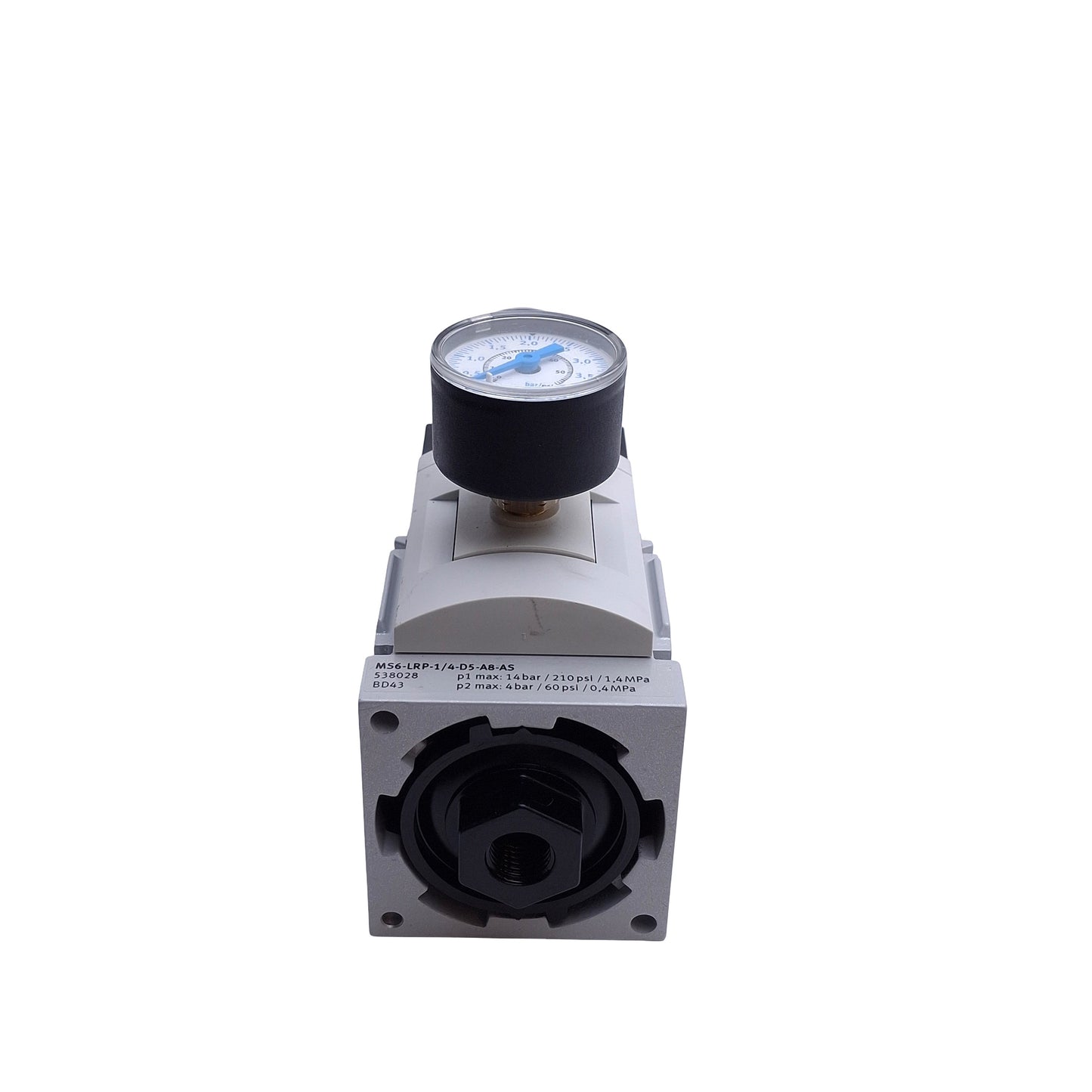 Used Festo MS6-LRP-1/4-D5-A8-AS Pressure Regulator, In 1-14 bar, Out 0.1-4 bar