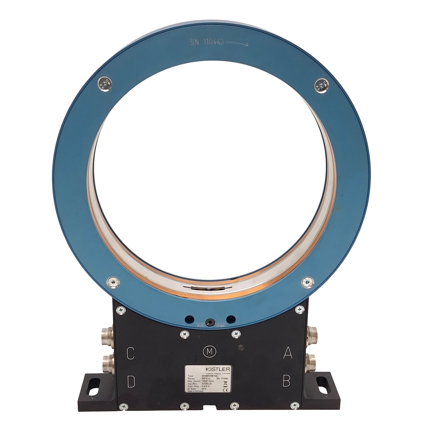 Used Kistler 4504B500B1N3 Torque Measuring Flange, 500Nm, 2x1024ppr, ±10VDC Output
