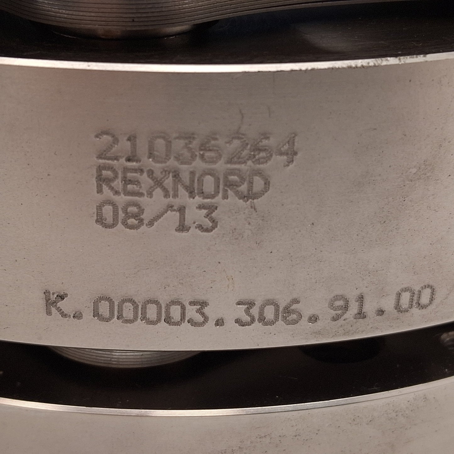 Used Rexnord K.00003.306.91.00 Flexible Disc Coupling, ø82mm ID, ø156mm OD, M12