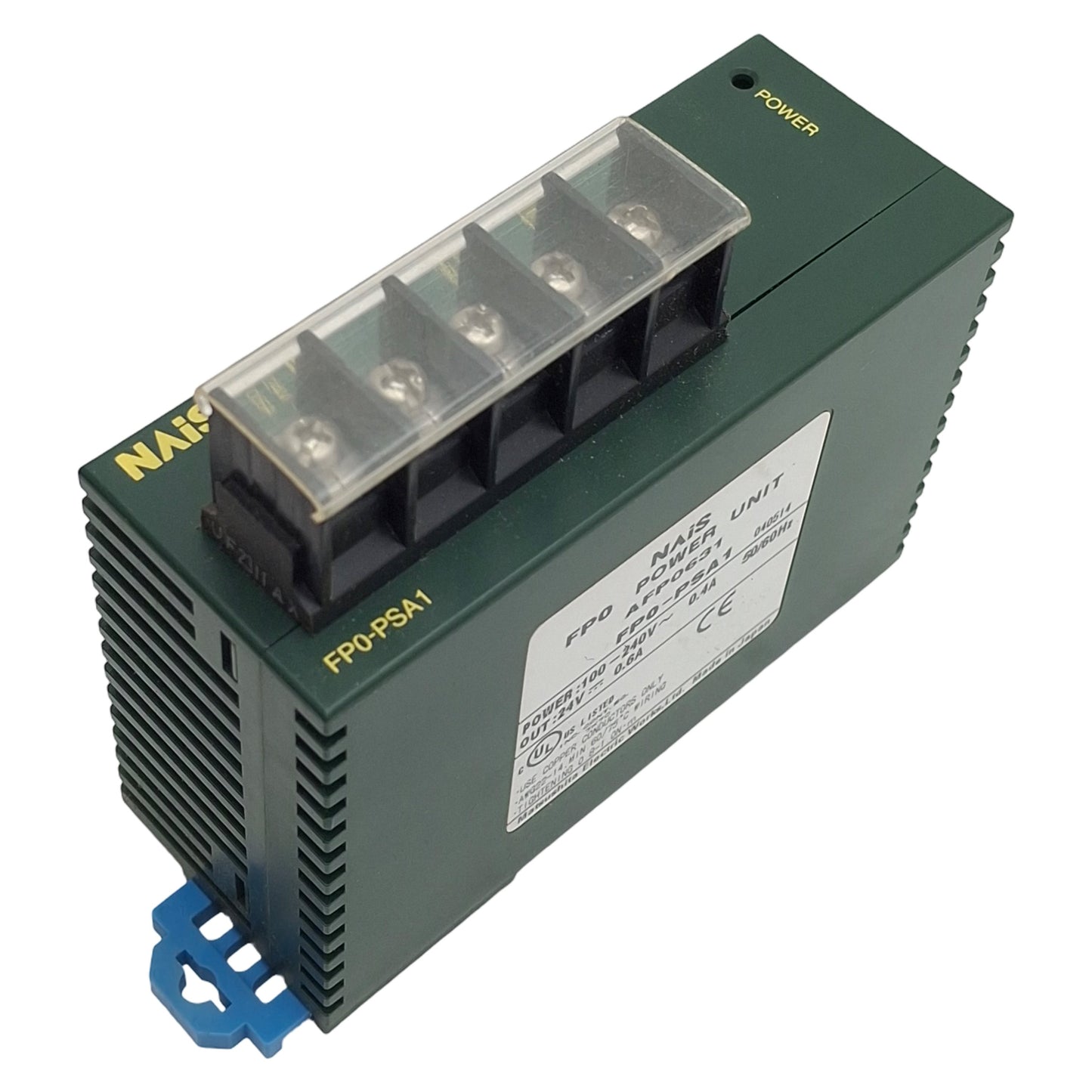 Used Nais FP0-PSA1 Power Supply Unit, 100-240VAC In, 0.6A 24VDC Out, DIN Rail