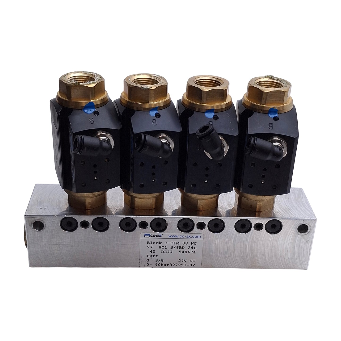 Used Muller Coax Block 3-CFM 08 NC Coaxial Valves & Manifold, 2/2-Way NC, 0-40bar