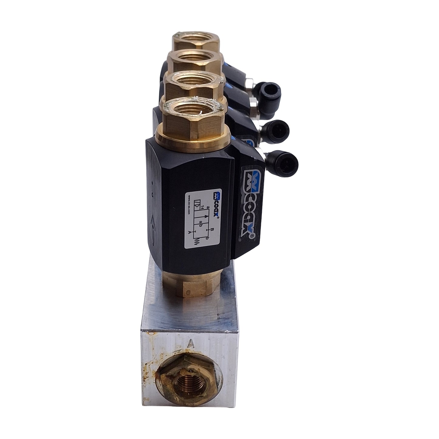 Used Muller Coax Block 3-CFM 08 NC Coaxial Valves & Manifold, 2/2-Way NC, 0-40bar