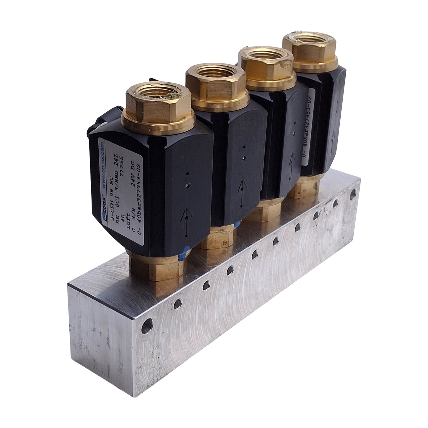 Used Muller Coax Block 3-CFM 08 NC Coaxial Valves & Manifold, 2/2-Way NC, 0-40bar