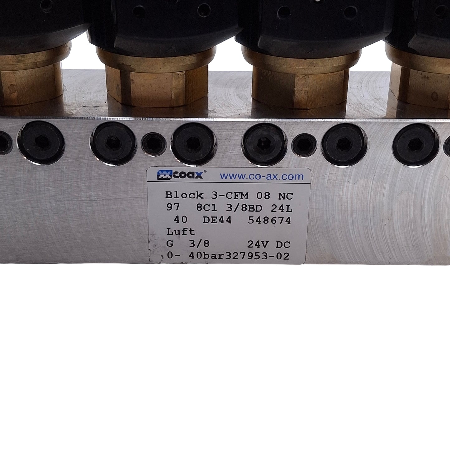 Used Muller Coax Block 3-CFM 08 NC Coaxial Valves & Manifold, 2/2-Way NC, 0-40bar