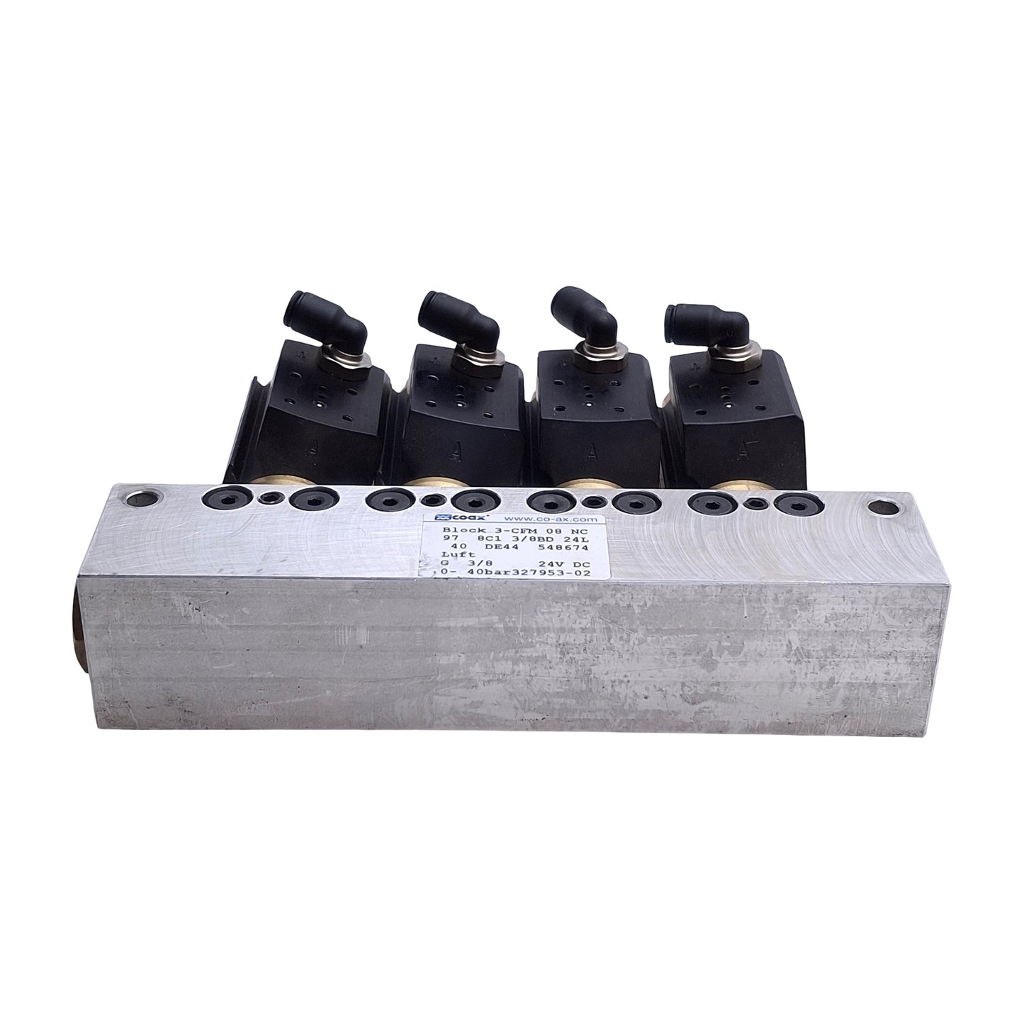 Used Muller Coax Block 3-CFM 08 NC Coaxial Valves & Manifold, 2/2-Way NC, 0-40bar