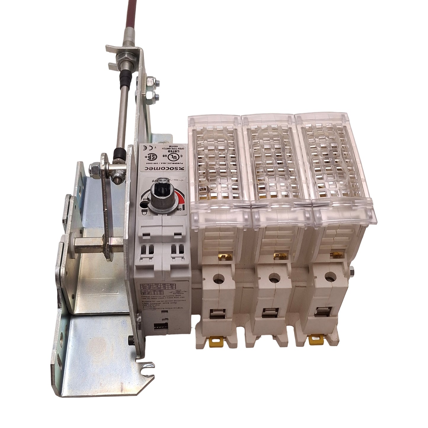 Used Socomec J80/38613005 Fuserblock Disconnect, 3-Pole w/ Extension Actuator Handle