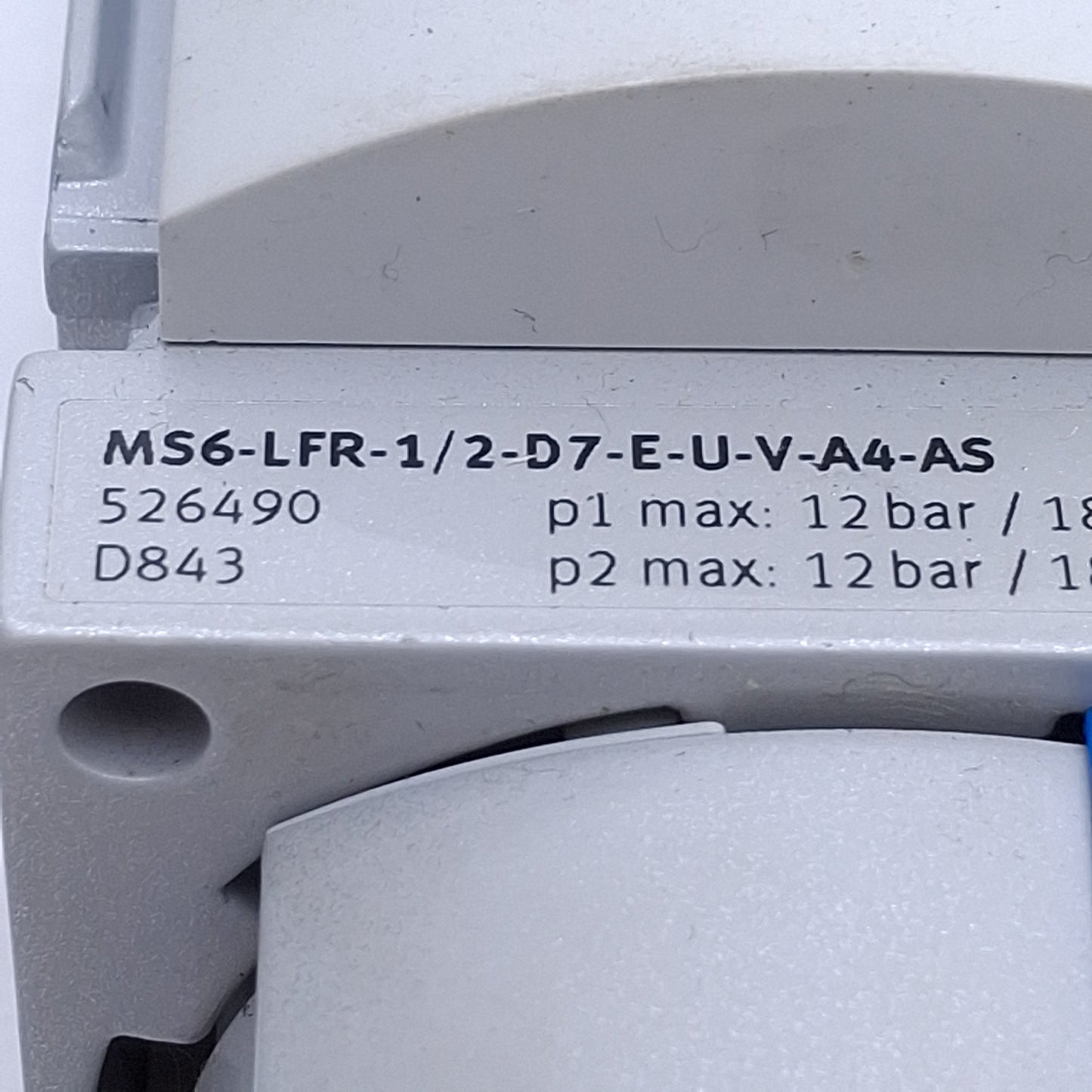 Used Festo 526490 Pneumatic Filter Regulator 0.5-12bar Range, 4500l/min Flow, 1/2 NPT