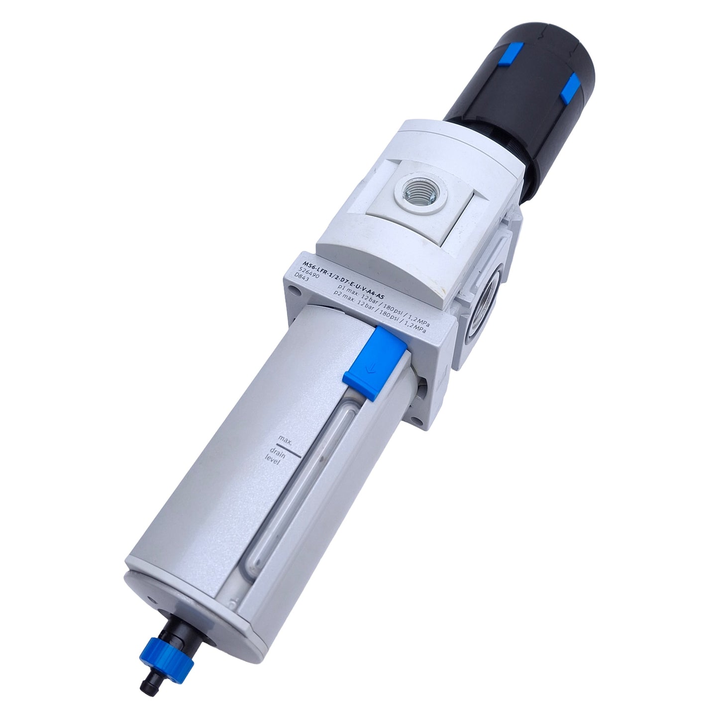 Used Festo 526490 Pneumatic Filter Regulator 0.5-12bar Range, 4500l/min Flow, 1/2 NPT