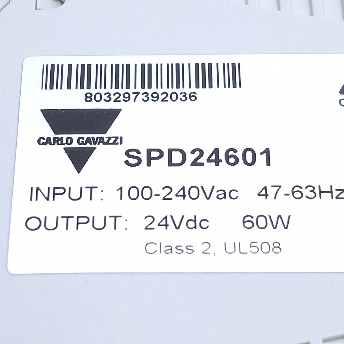 Used Carlo Gavazzi SPD24601 Power Supply, 100-240VAC In, 24VDC 2.5A Out, 60W Max
