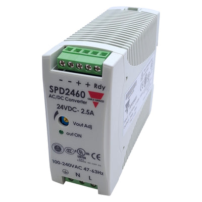 Used Carlo Gavazzi SPD24601 Power Supply, 100-240VAC In, 24VDC 2.5A Out, 60W Max