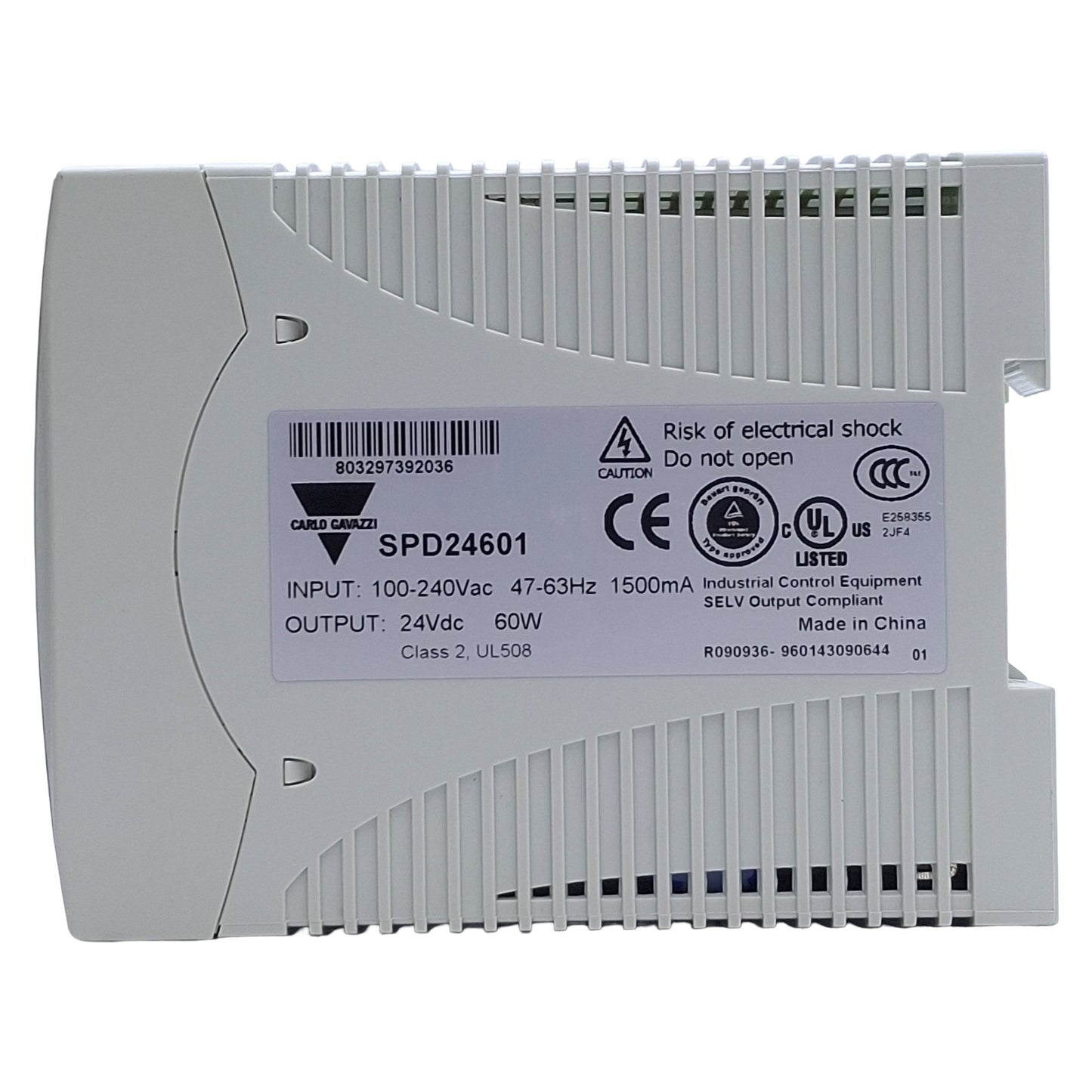 Used Carlo Gavazzi SPD24601 Power Supply, 100-240VAC In, 24VDC 2.5A Out, 60W Max