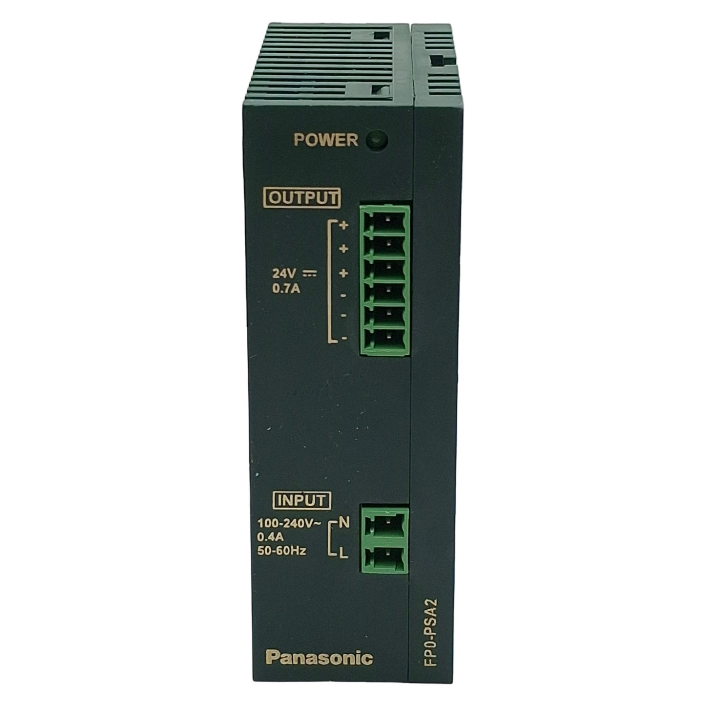 Used Panasonic FP0PSA2 Power Supply Unit, 100-240VAC In, 0.7A 24VDC Out, DIN Rail