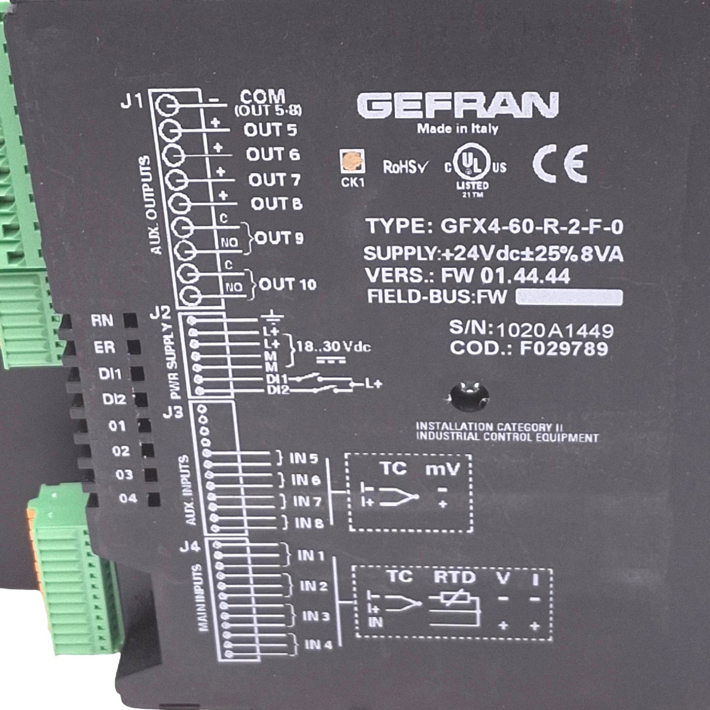 Used Gefran GFX4-60-R-2-F-0 Power Controller, 4-Zone PID SSR, 480VAC 60kW Max