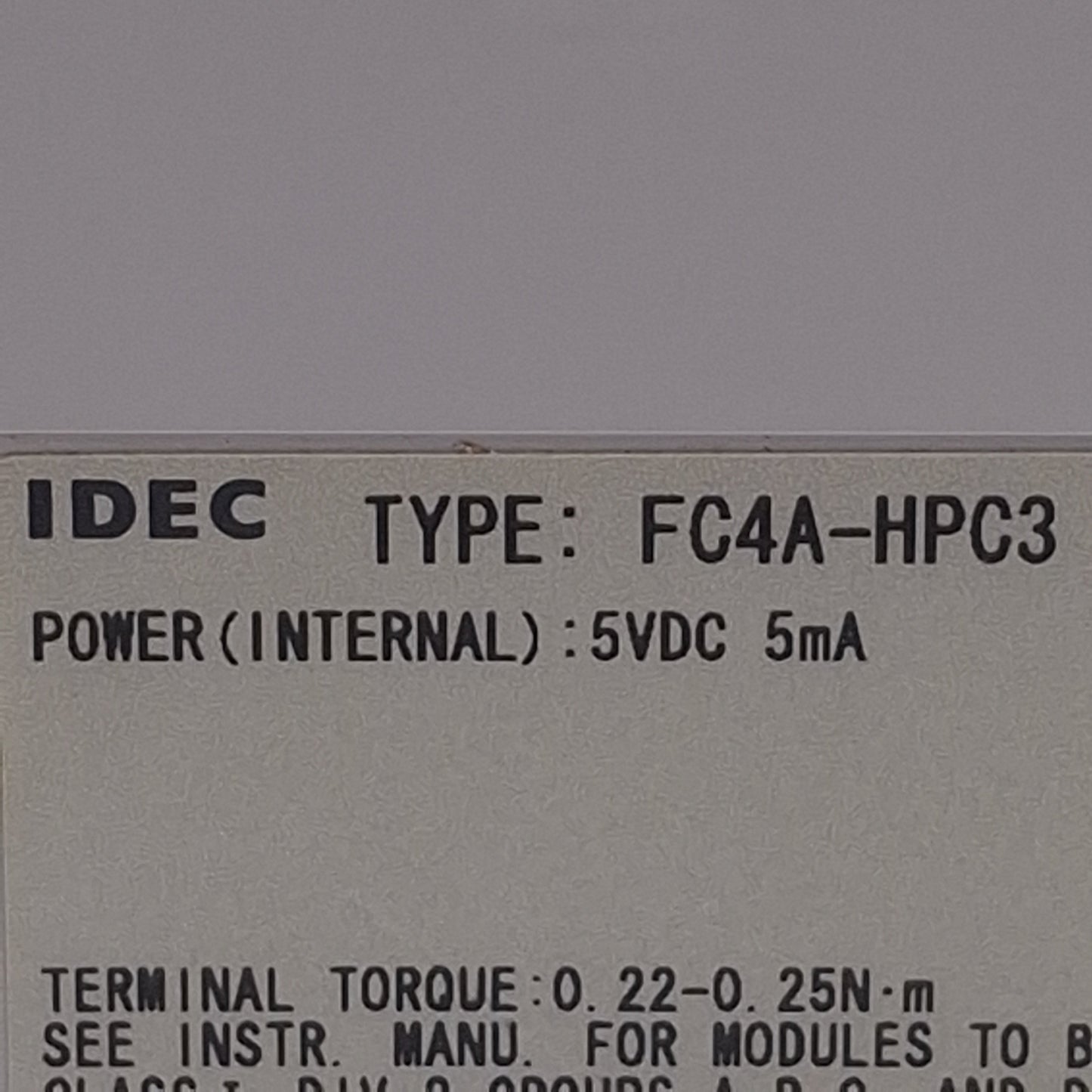 Used Idec FC4A-HPC3 Communication Module 5VDC 5mA, 115,200bps Rate, DIN Rail