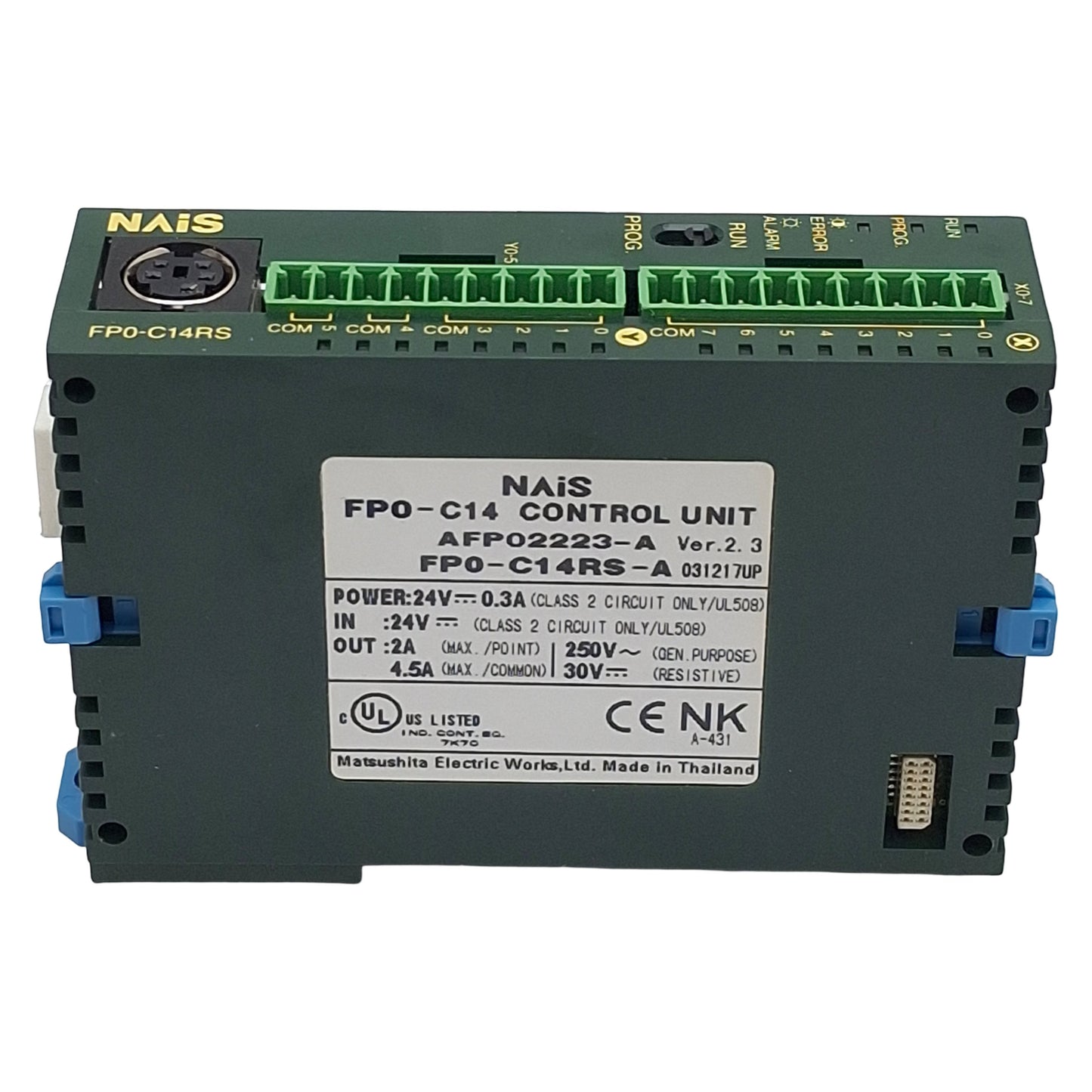 Used NAIS FP0-C14RS-A Control Unit, SPST-NO, 24VDC 0.3A In, 2/4.5A 250VAC/30VDC Out