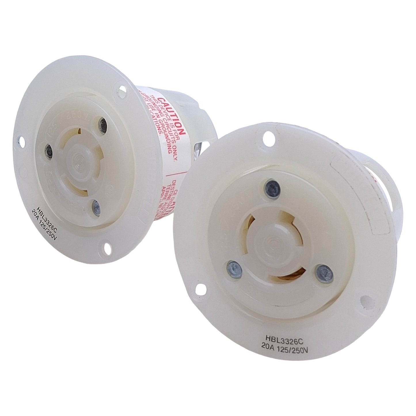 Used Lot of 2 Hubbell HBL3326C Twist-Lock Flanged Receptacle 125/250VAC, Non-NEMA