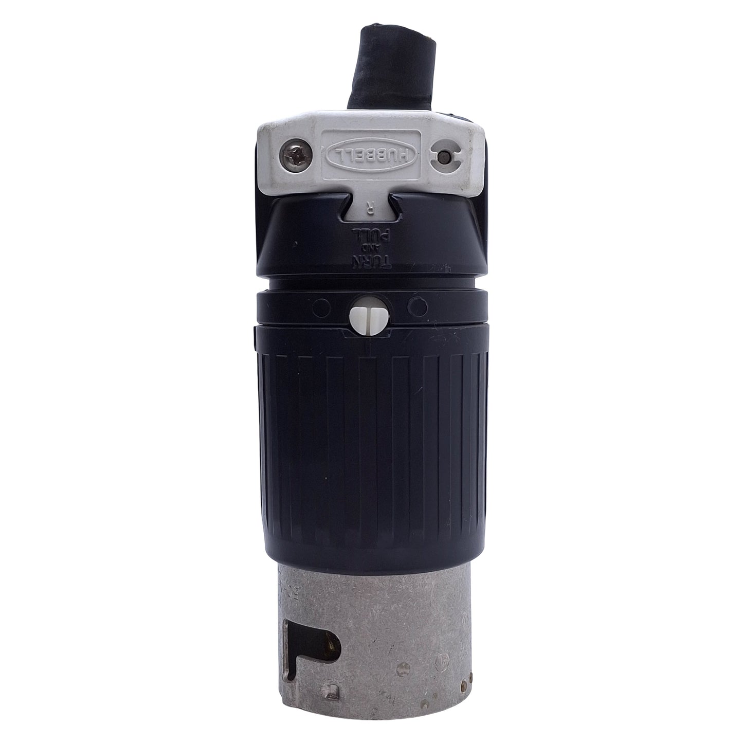 Used Hubbell CS8365C Twist-Lock Male Plug, 3-Phase 250VAC 50A, 3-Pole, Screw Terminal