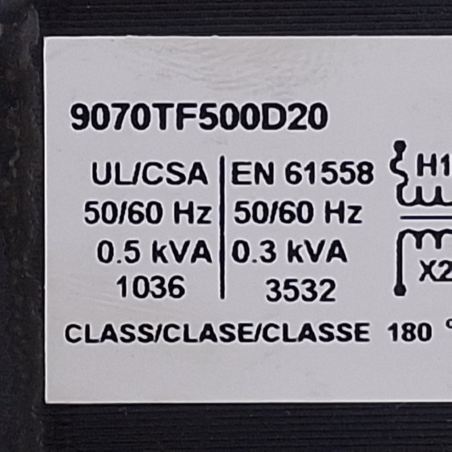 Used Schneider Electric 9070TF500D20 Control Transformer 208/230/460VAC Primary