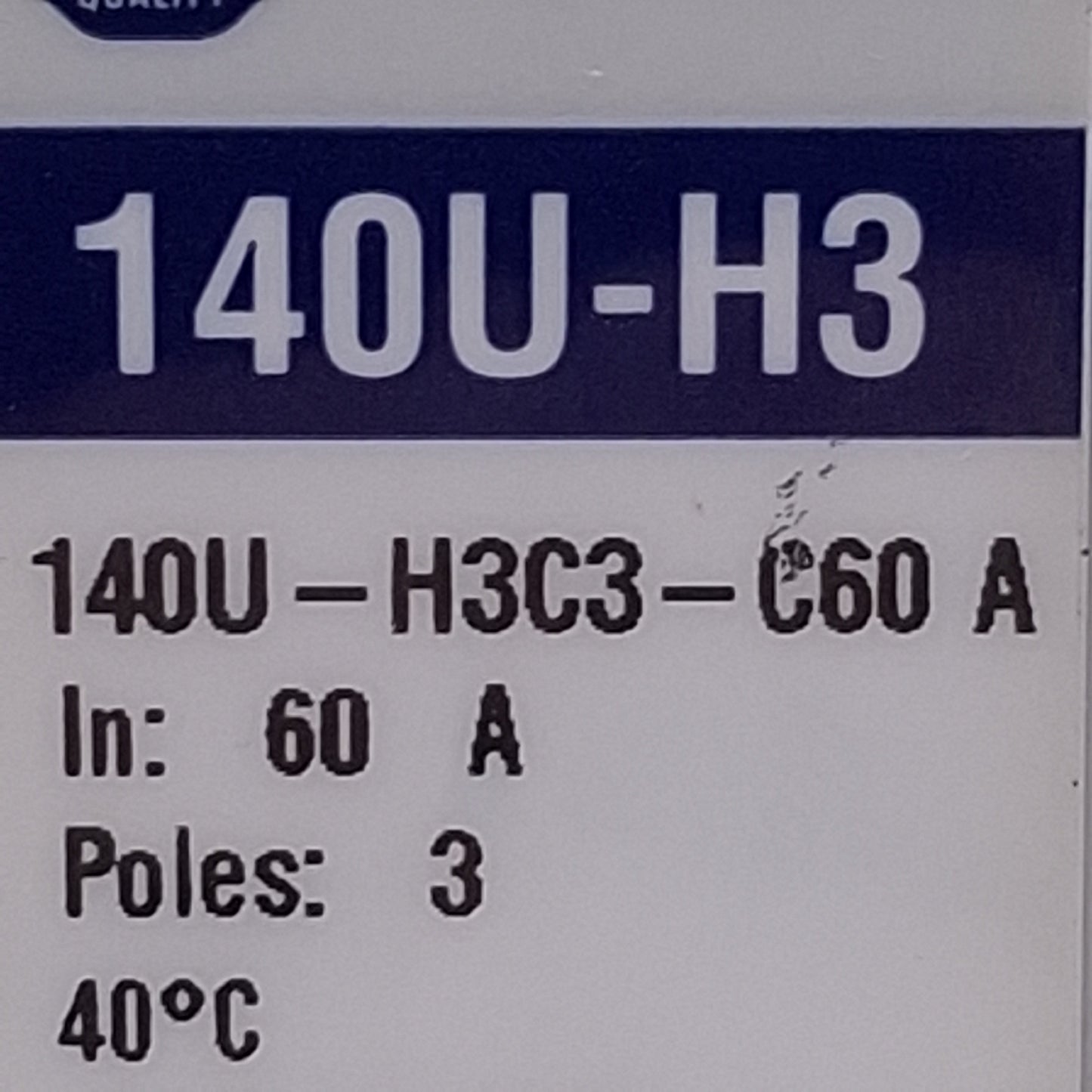 Used Allen Bradley 140U-H3C3-C60 Circuit Breaker 3-Pole, 60A, 240/600VAC Voltage