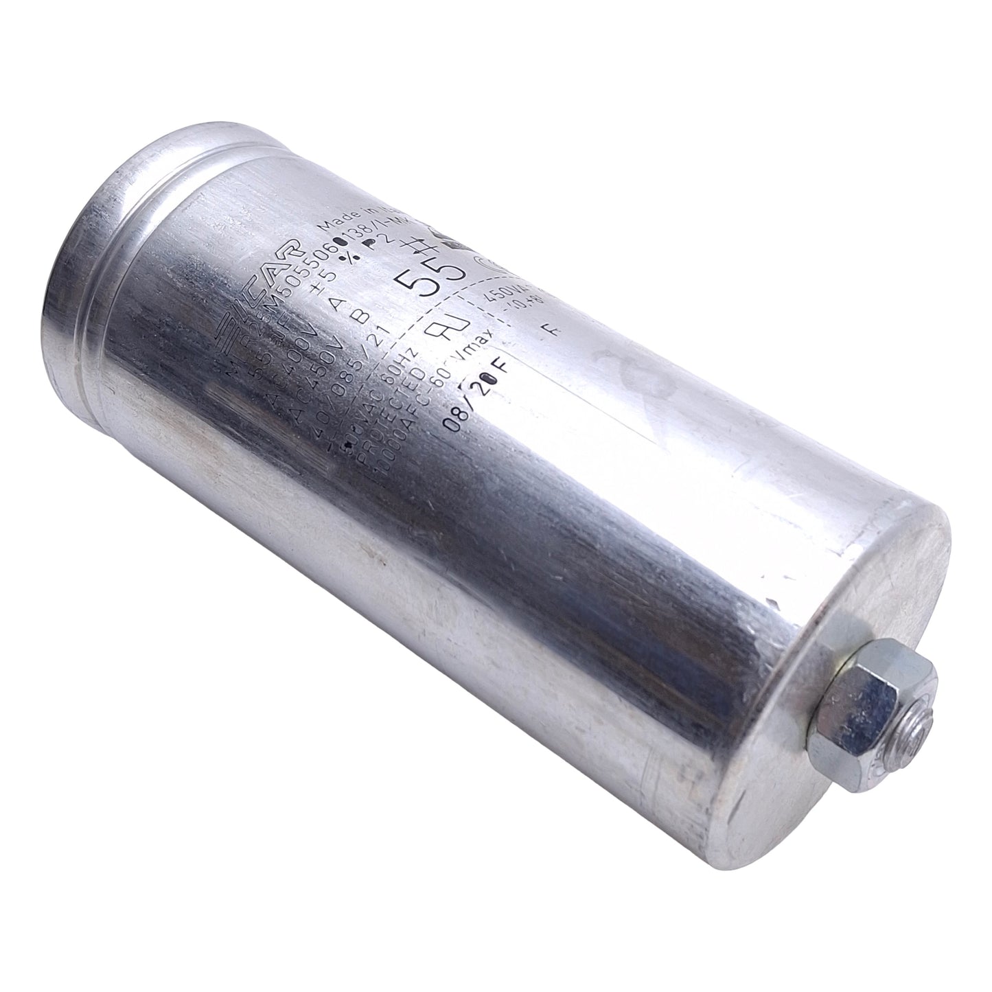 Used Icar MLR25M5055060138/I-MK Motor Run Capacitor, 55µF, 400/450VAC, +/- 5%