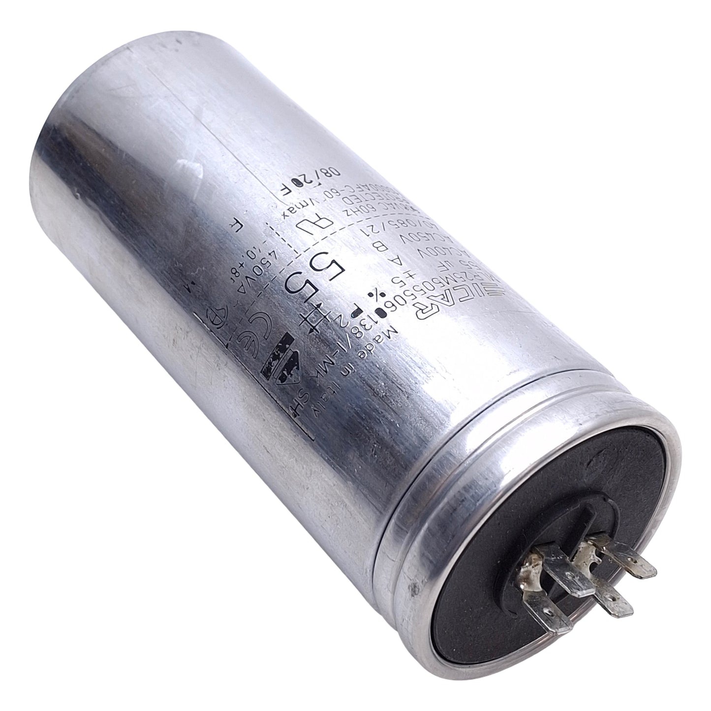 Used Icar MLR25M5055060138/I-MK Motor Run Capacitor, 55µF, 400/450VAC, +/- 5%