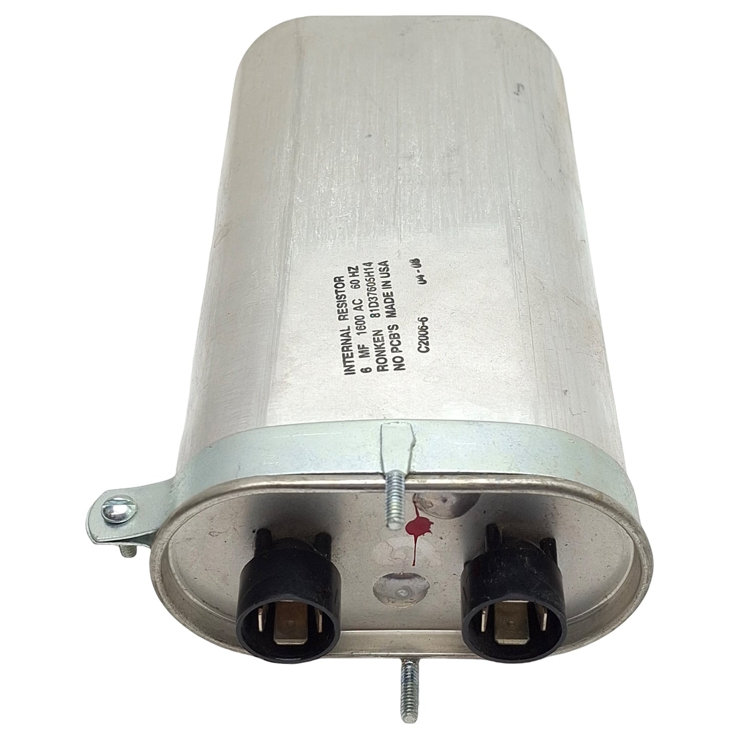 Used Ronken 81D37605H14 Film-Paper Capacitor, 6MF, 1600VAC 60Hz, Spade Terminals
