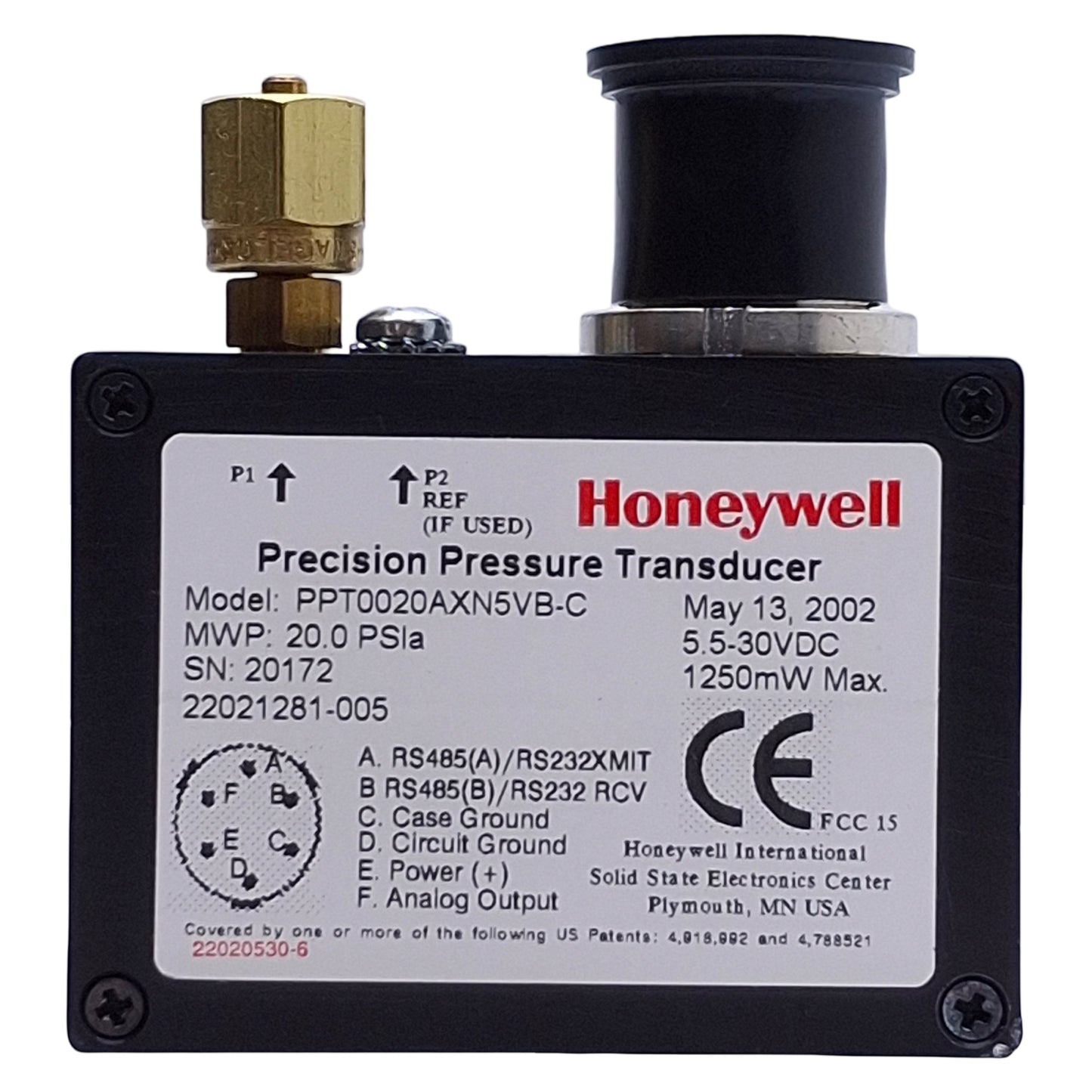 New – Open box Honeywell PPT0020AXN5VB-C Precision Pressure Transducer 20psi, 0-5V Analog