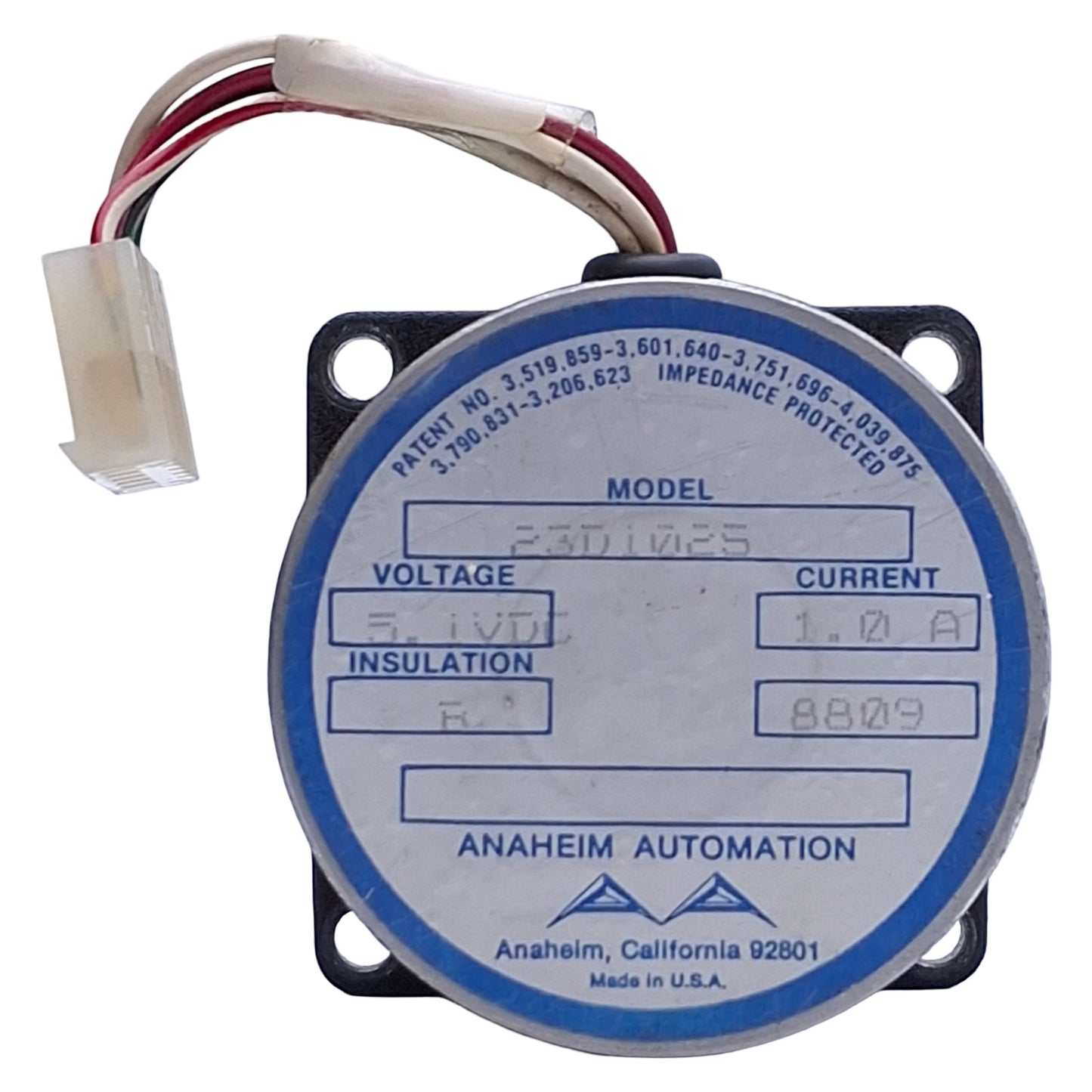 Used Anaheim Automation 23D102S Stepper Motor ø0.25in, 5.1VDC 1A, 1.8° Step, NEMA 23