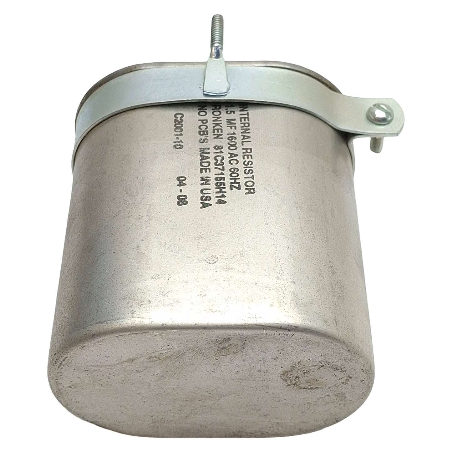Used Ronken 81C37155H14 Film-Paper Capacitor, 1.5MF, 1600VAC 60Hz, Spade Terminals