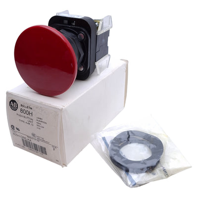 Used Allen Bradley 800H-DR6JA4 Jumbo Red Mushroom Momentary Pushbutton Switch 2NC
