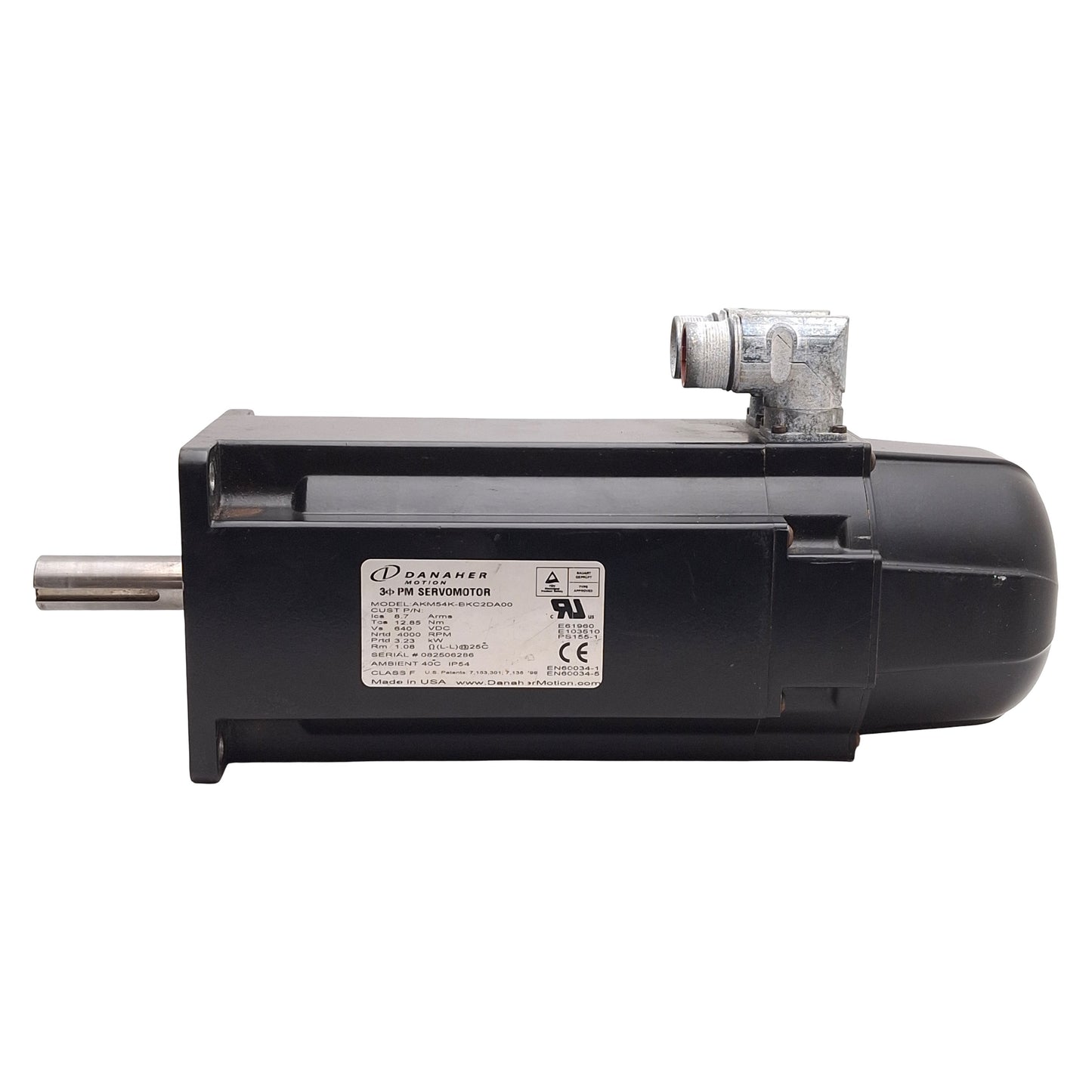 Used Danaher Motion AKM54K-BKC2DA00 Servo Motor, 3.23kW, 480VAC, 24VDC Brake, NEMA 34