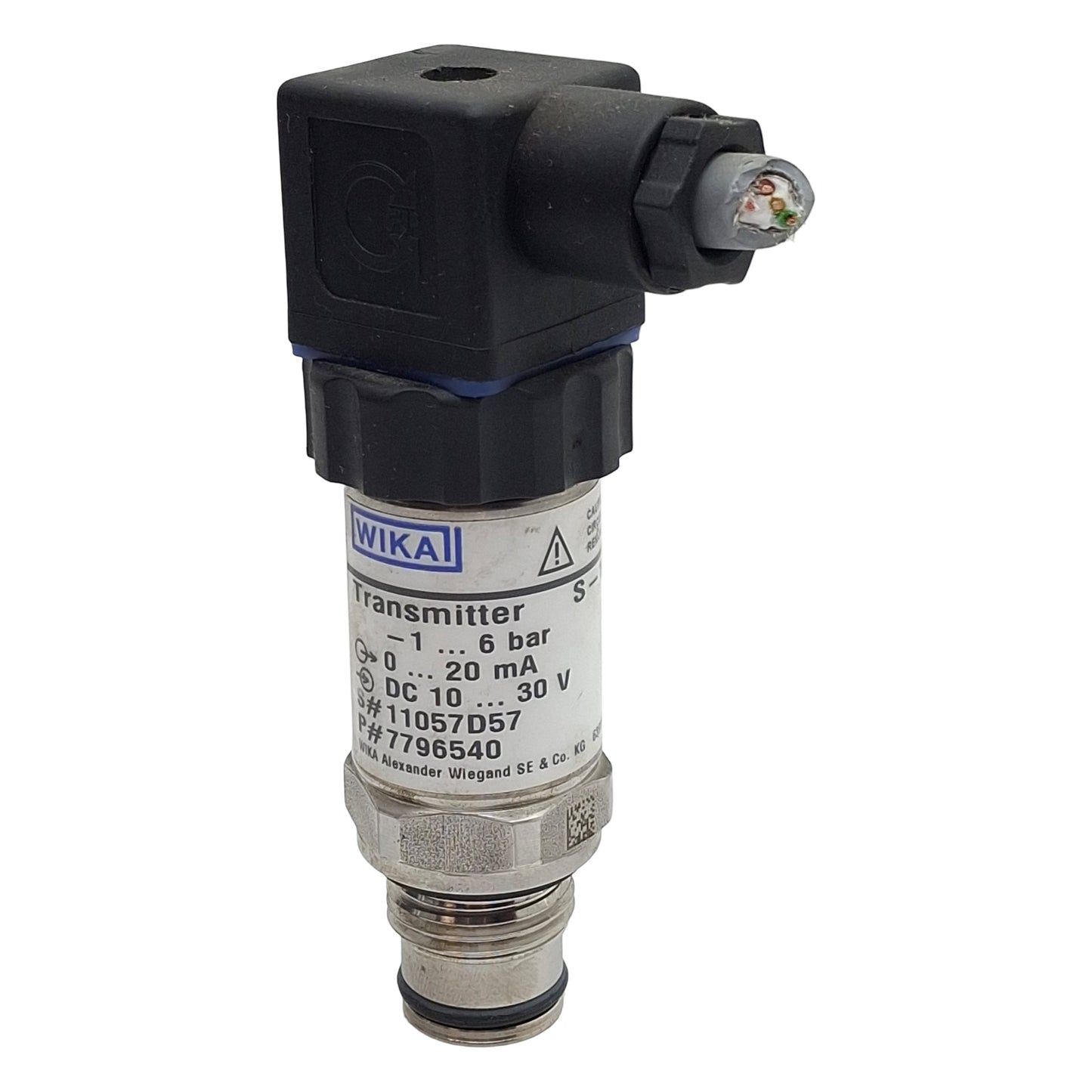 Used Wika S-11 7796540 Flush Pressure Transmitter, -1~6bar, 0-20mA Out, 10-30VDC