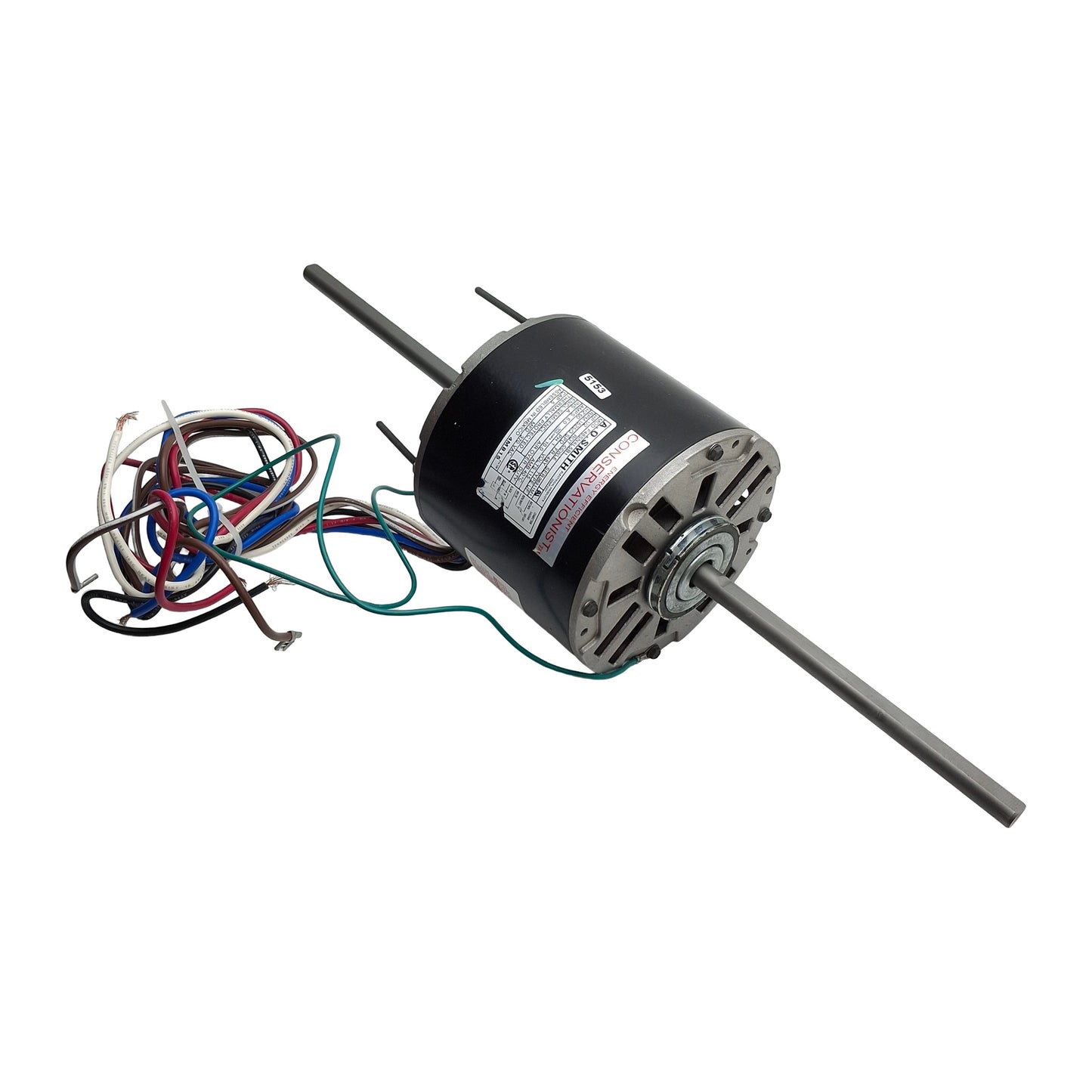 Used AO Smith Mod F48SN4L5B1 Dual Shaft Motor, 1/2HP, 115VAC, 1625RPM, ø1/2in Shaft