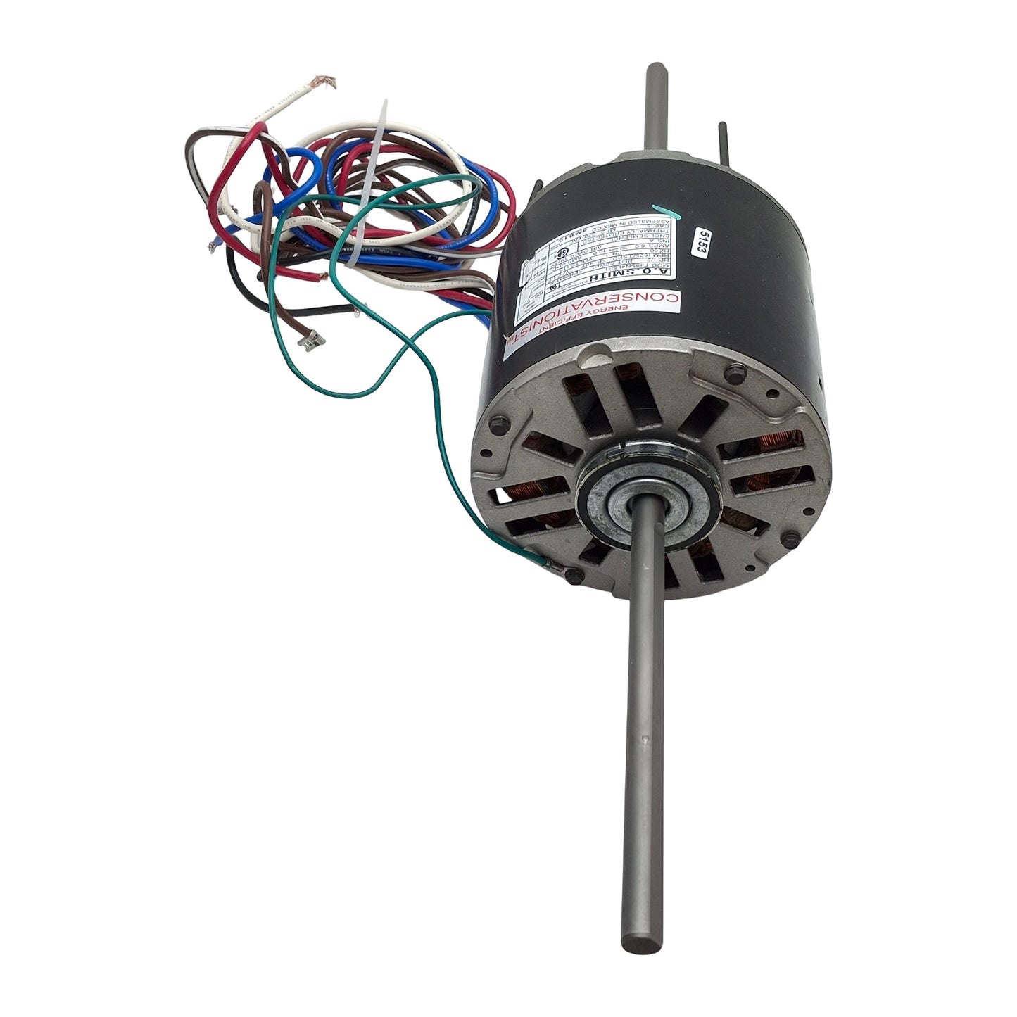 Used AO Smith Mod F48SN4L5B1 Dual Shaft Motor, 1/2HP, 115VAC, 1625RPM, ø1/2in Shaft