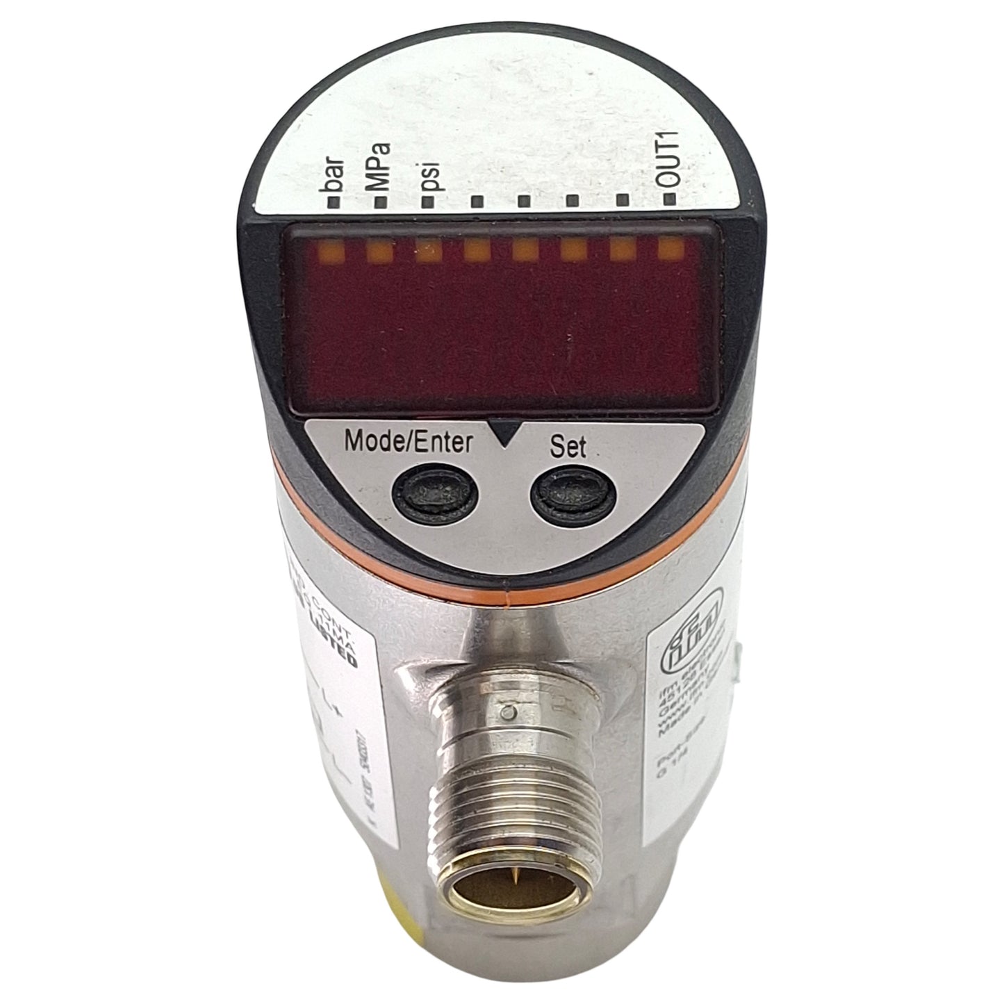 Used IFM PN5004 Pressure Sensor, PNP NO/NC, -1~10bar Range, 18-36VDC, G1/4, 4-Pin M12