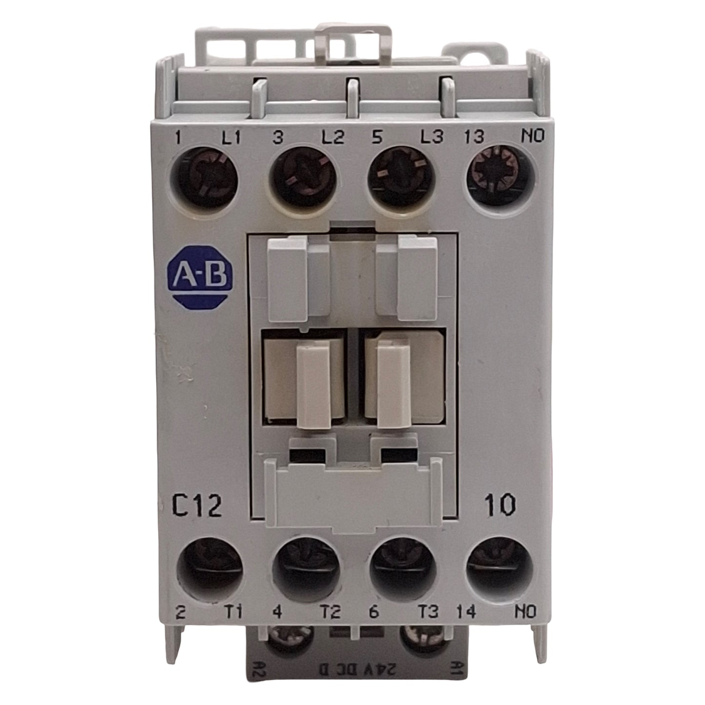 Used Allen Bradley 100-C12ZJ10 Contactor, 3-Pole, 12A, 10HP @ 3Ø 575VAC, 24VDC Coil