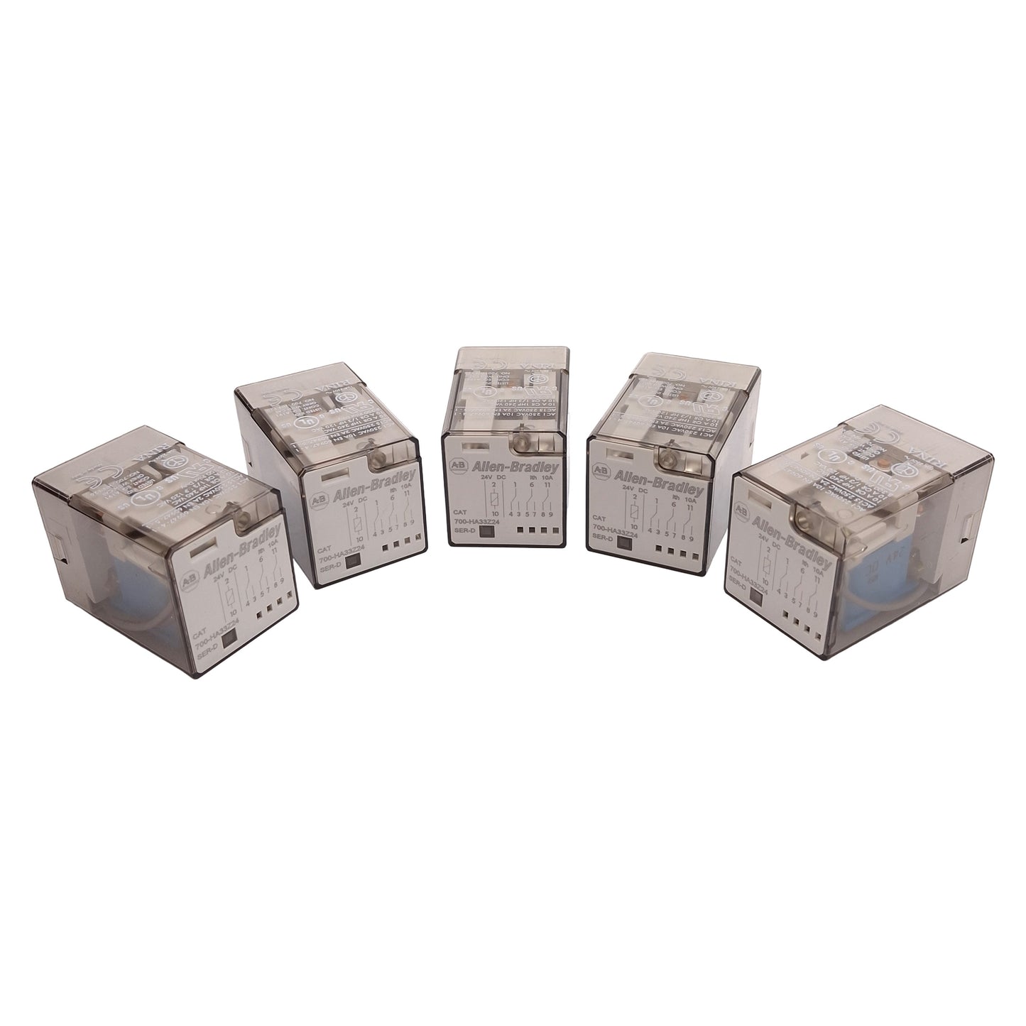 Used Lot of 5 Allen Bradley 700-HA33Z24 Ice Cube Relay, 3PDT, 10A 240VAC, 24VDC Coil