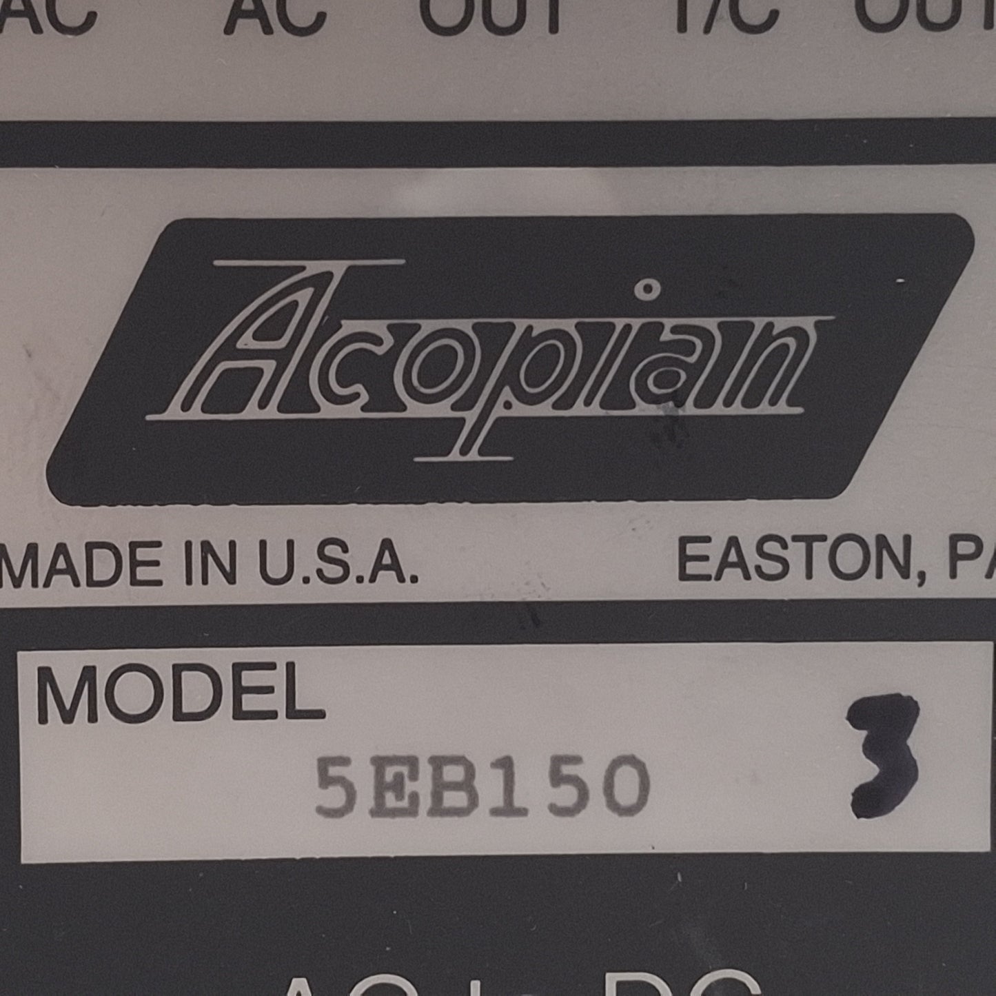 Used Acopian 5EB150 AC to DC Power Supply Module, 105-125VAC Input, 5VDC 1.5A Output