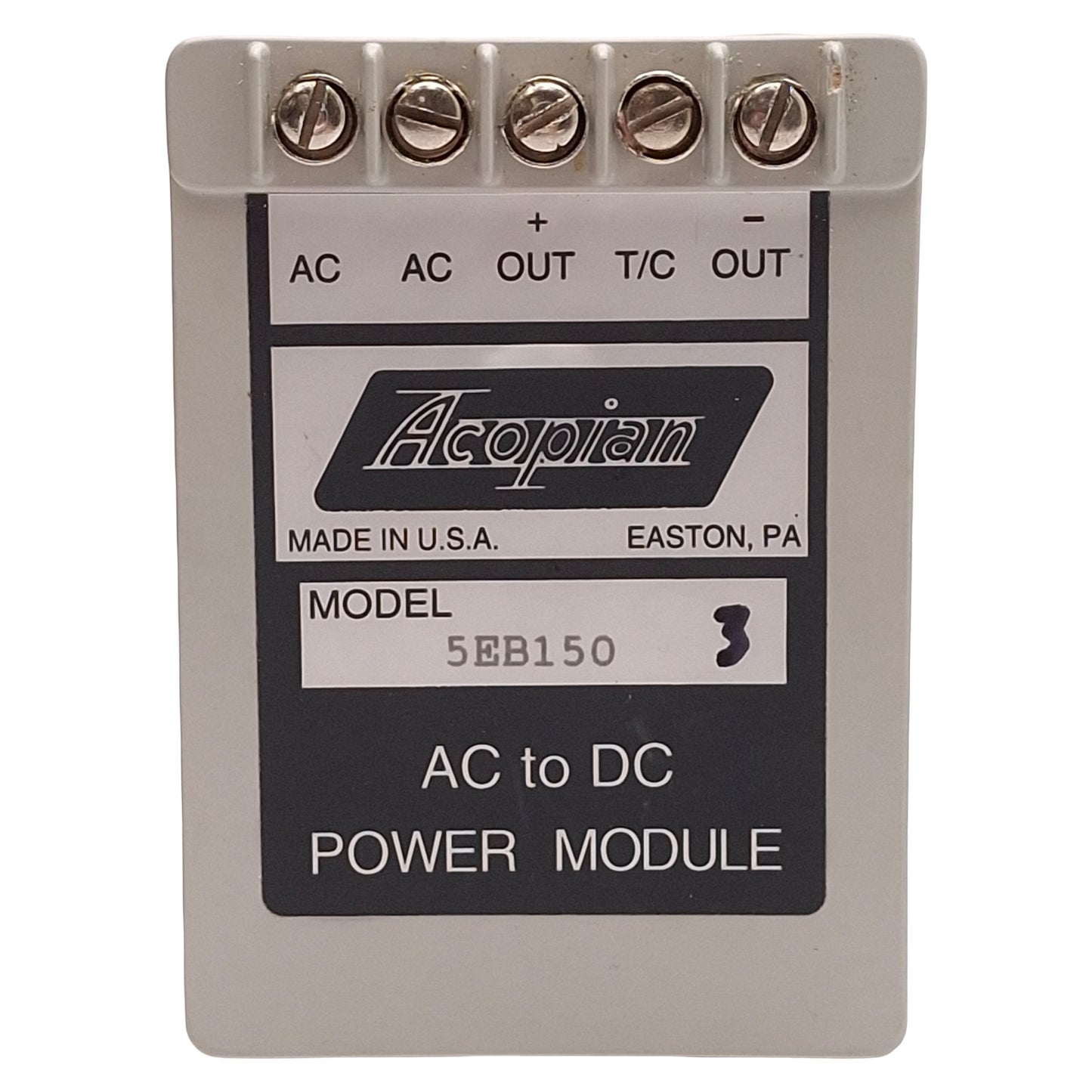 Used Acopian 5EB150 AC to DC Power Supply Module, 105-125VAC Input, 5VDC 1.5A Output