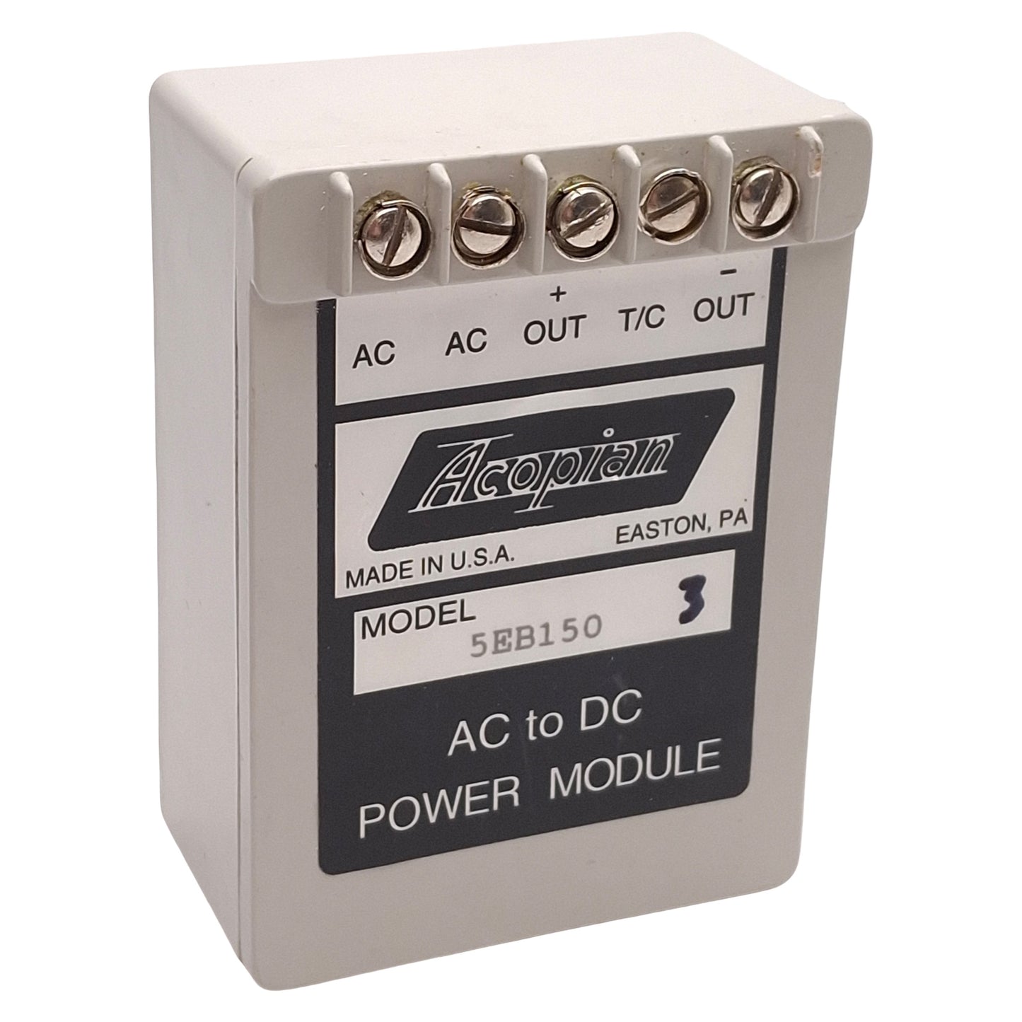 Used Acopian 5EB150 AC to DC Power Supply Module, 105-125VAC Input, 5VDC 1.5A Output