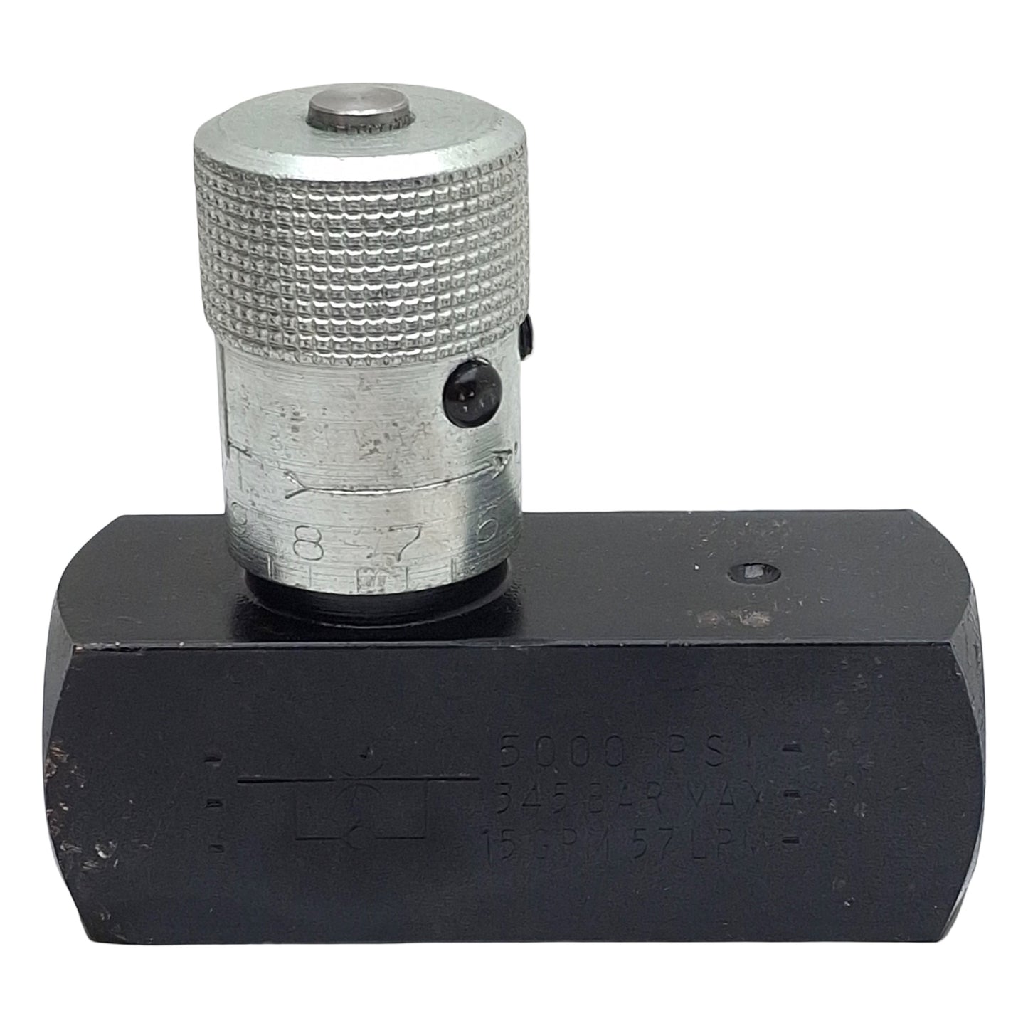 Used Parker F800S In-Line Flow Control Valve 5000psi, 1/2in x 1/2in Female NPT, 15gpm